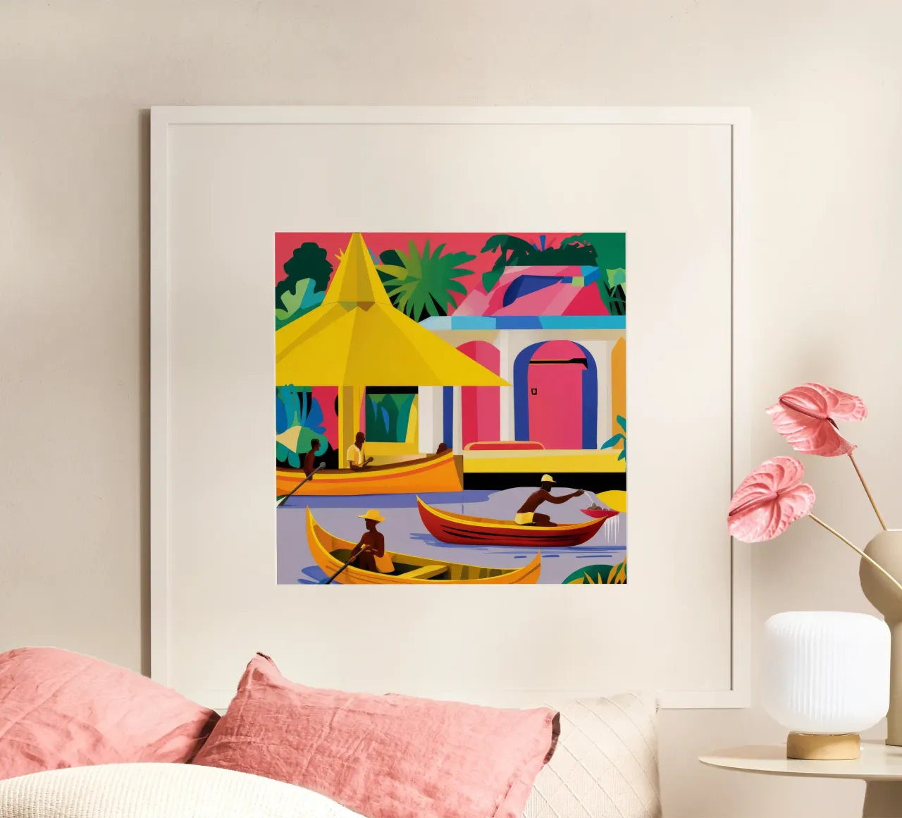 Viaggio nel fiume d'oro poster con telaio in legno da Ember Stone