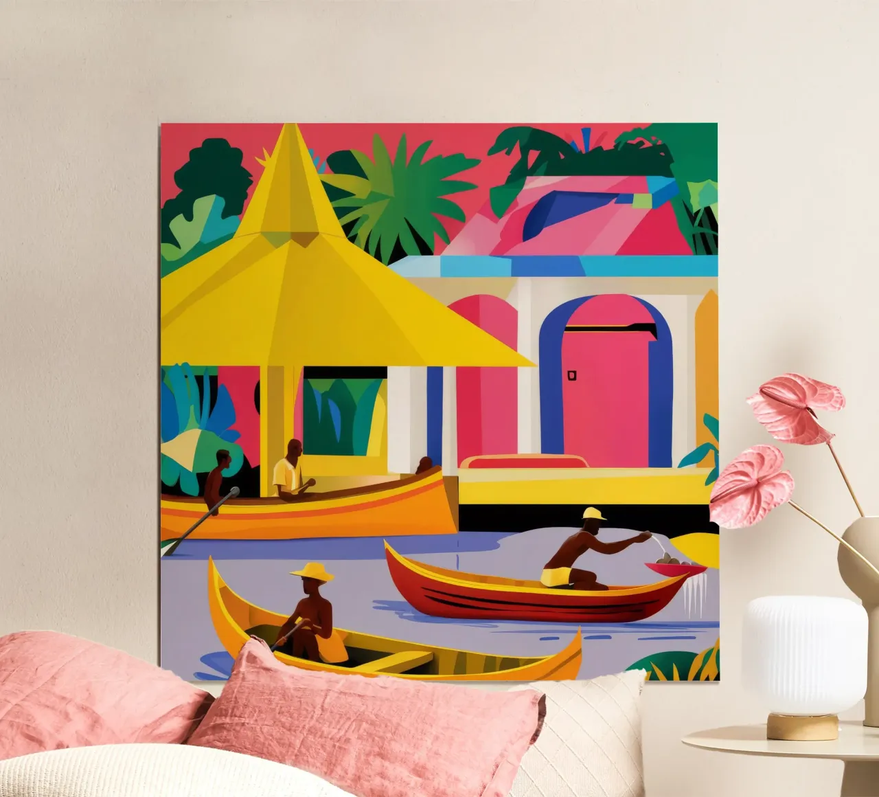 Viaggio nel fiume d'oro poster con telaio in legno da Ember Stone