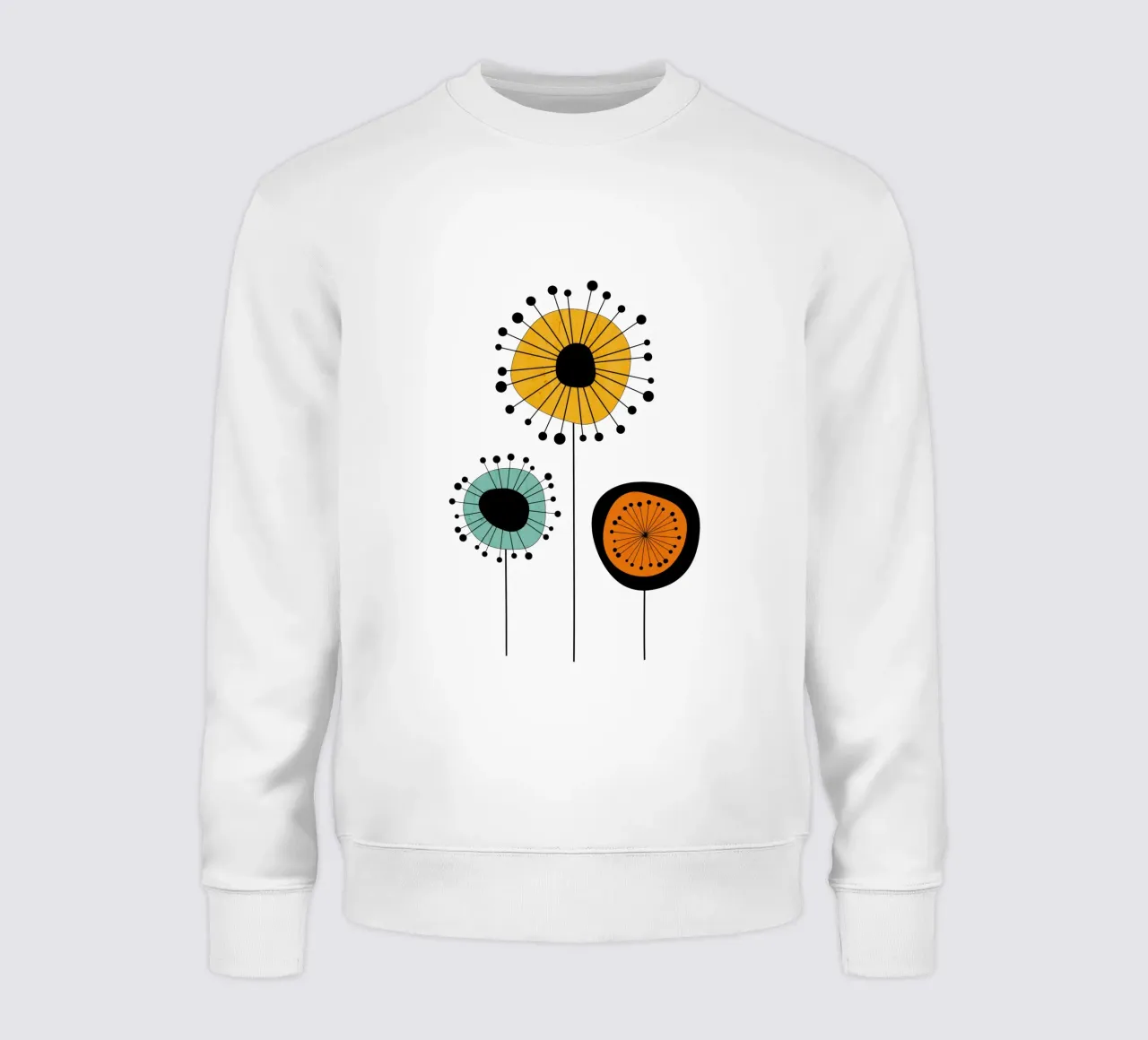 Mid century Flowers - Playful Blooms sweatshirt by Dream Print Designs