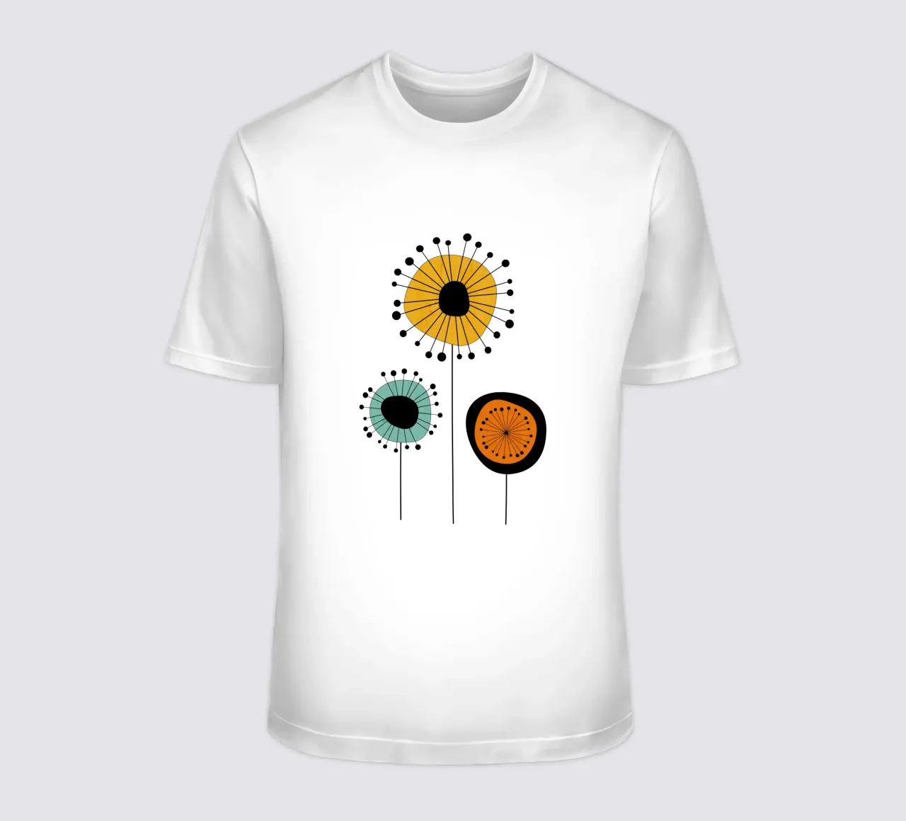 Fiori di metà secolo - Playful Blooms t-shirt da Dream Print Designs