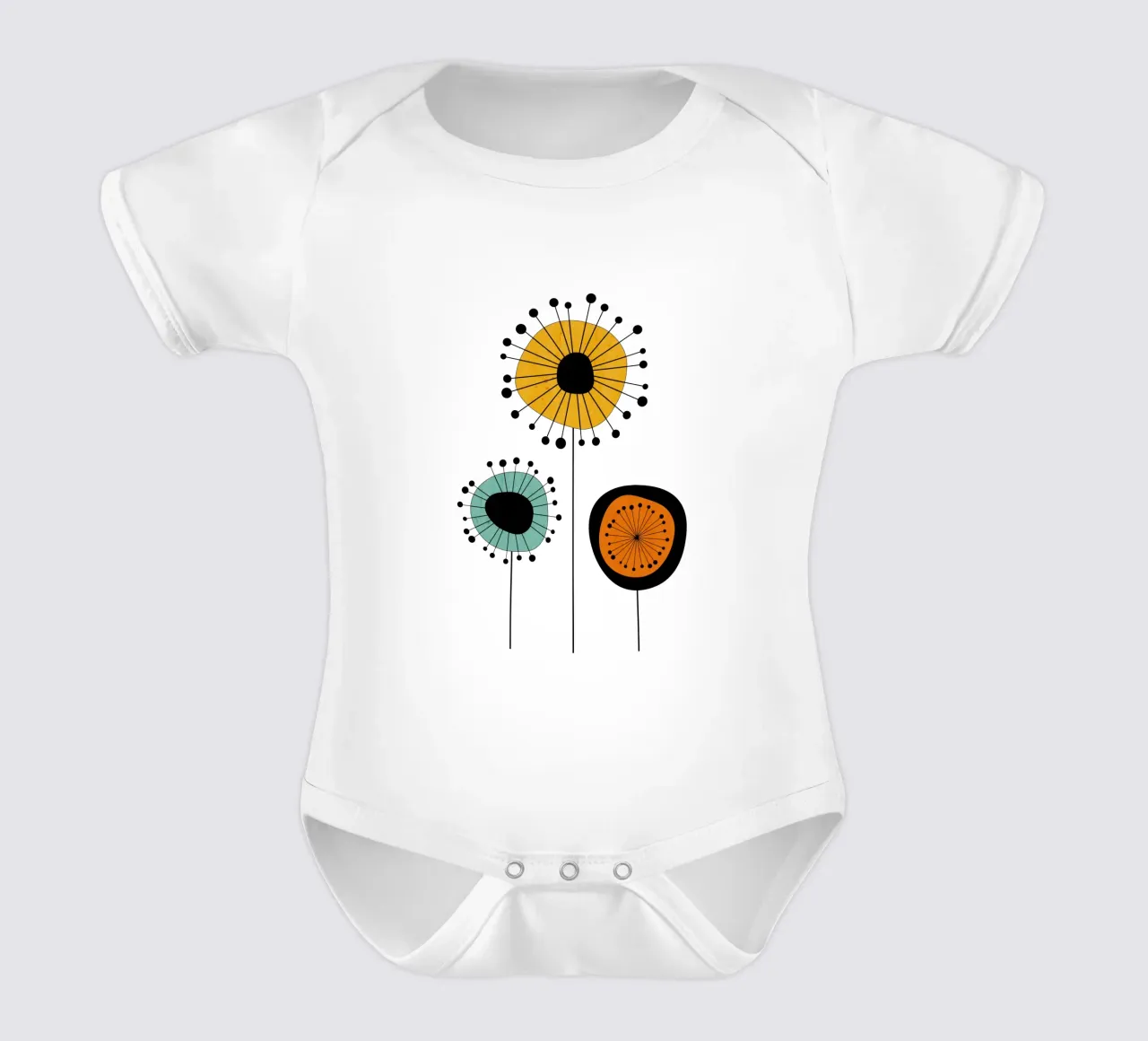 Fiori di metà secolo - Playful Blooms body neonato maniche corte da Dream Print Designs