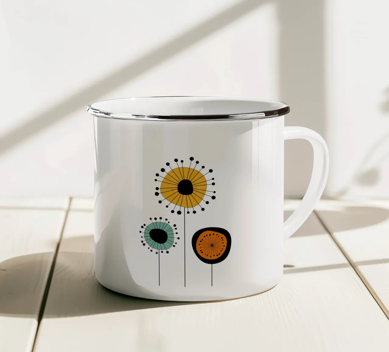 Fiori di metà secolo - Playful Blooms tazza in smalto da Dream Print Designs