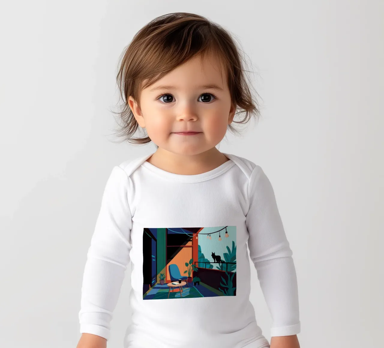 Osservatore felino notturno body neonato maniche lunghe da Ember Stone