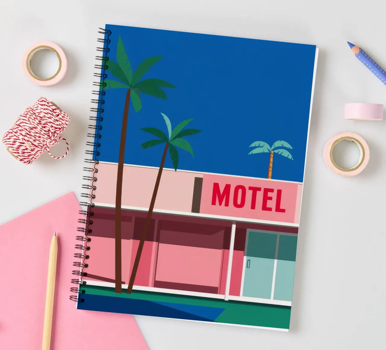 Retro Motel Palms carnet à spirale de Ember Stone