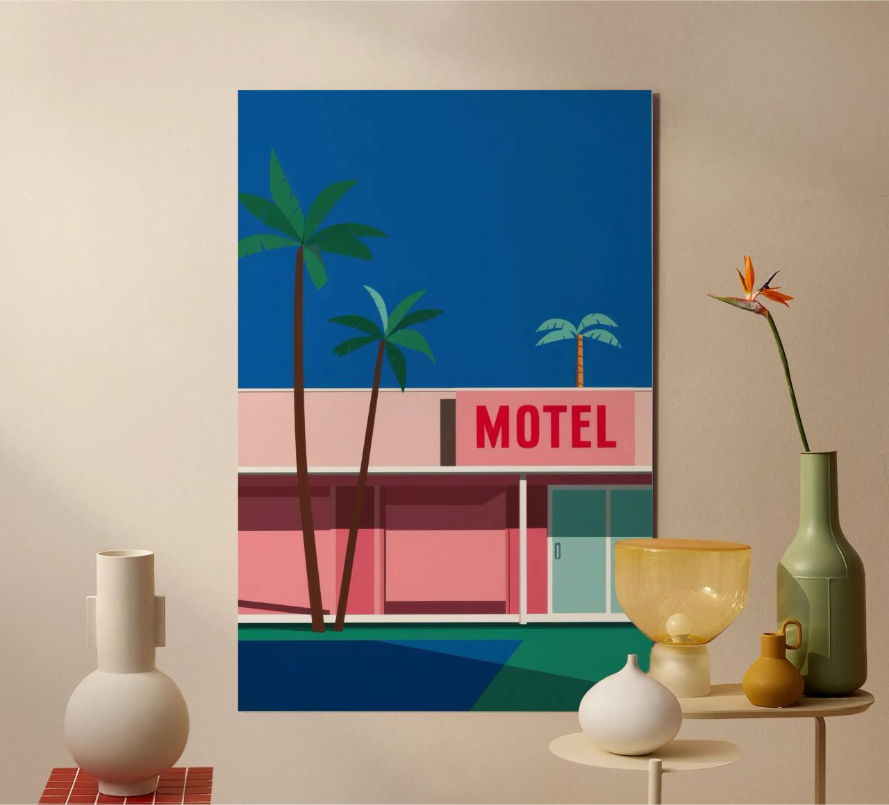Retro Motel Palms alluminio dibond da Ember Stone