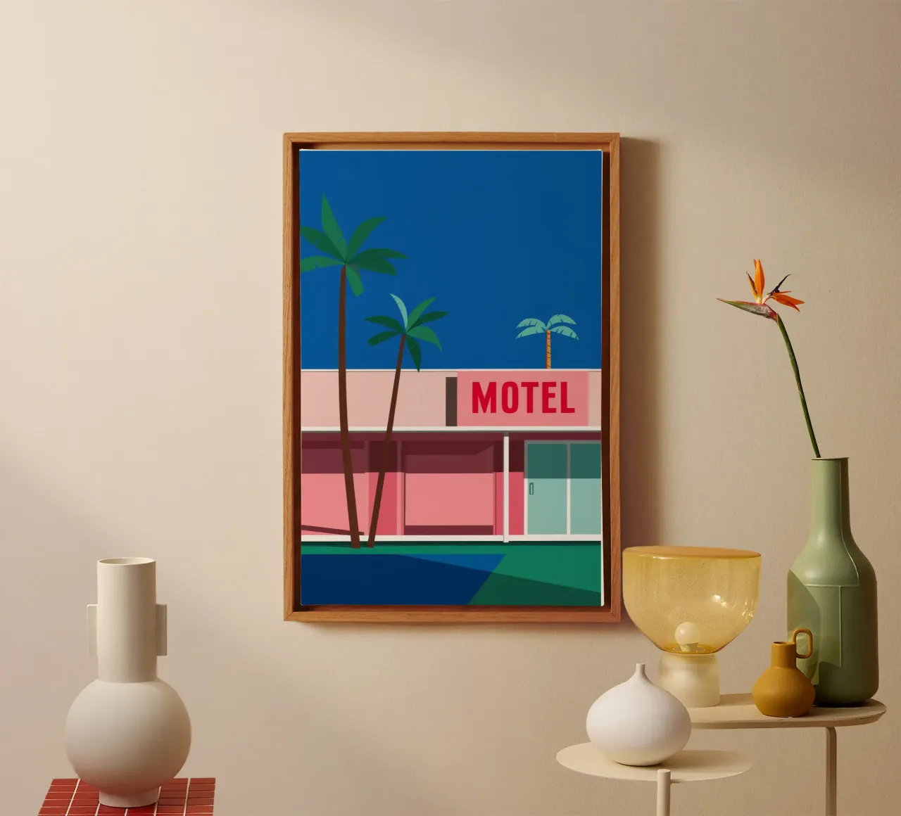 Retro Motel Palms canvas by Ember Stone