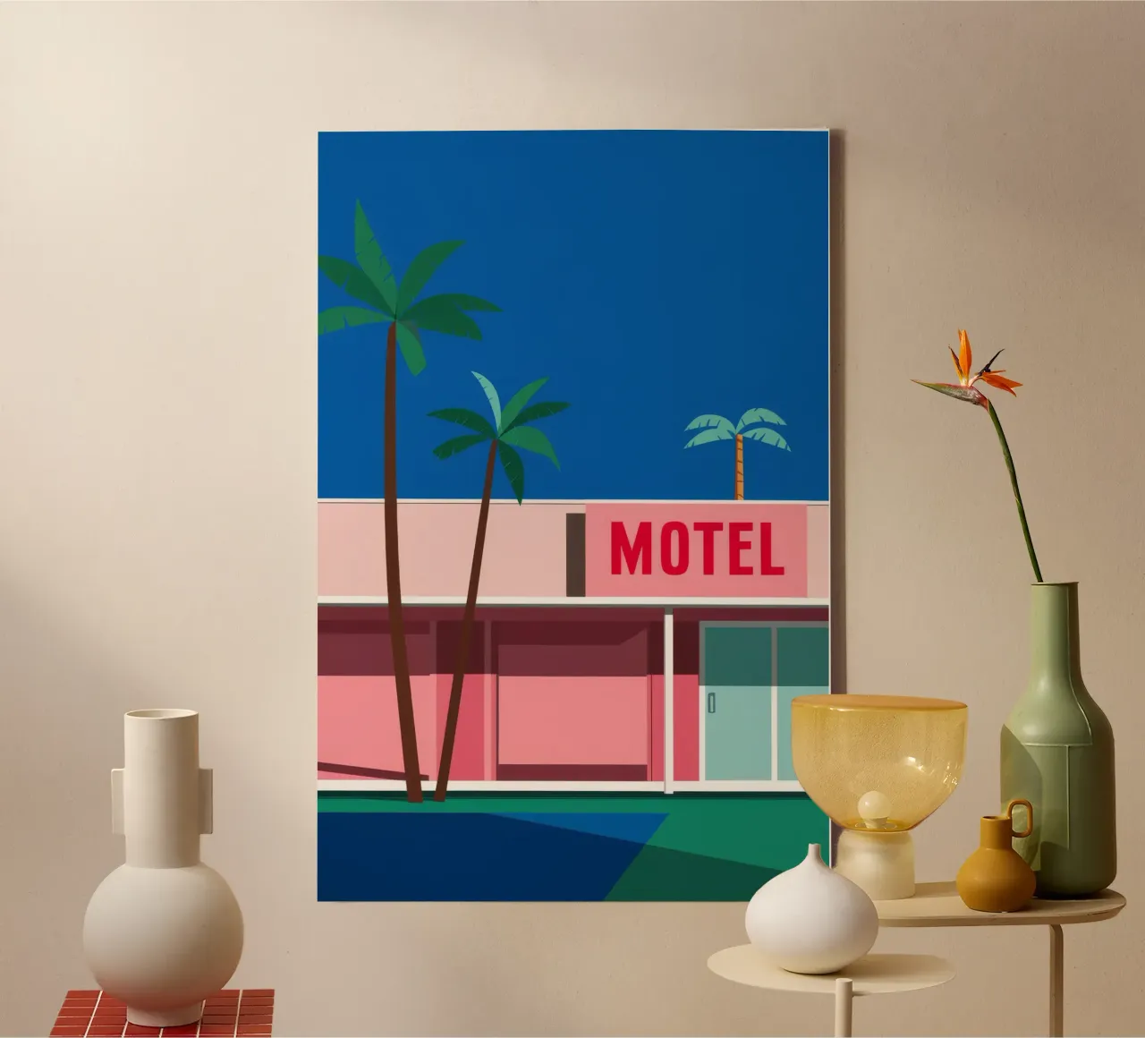 Retro Motel Palms canvas by Ember Stone