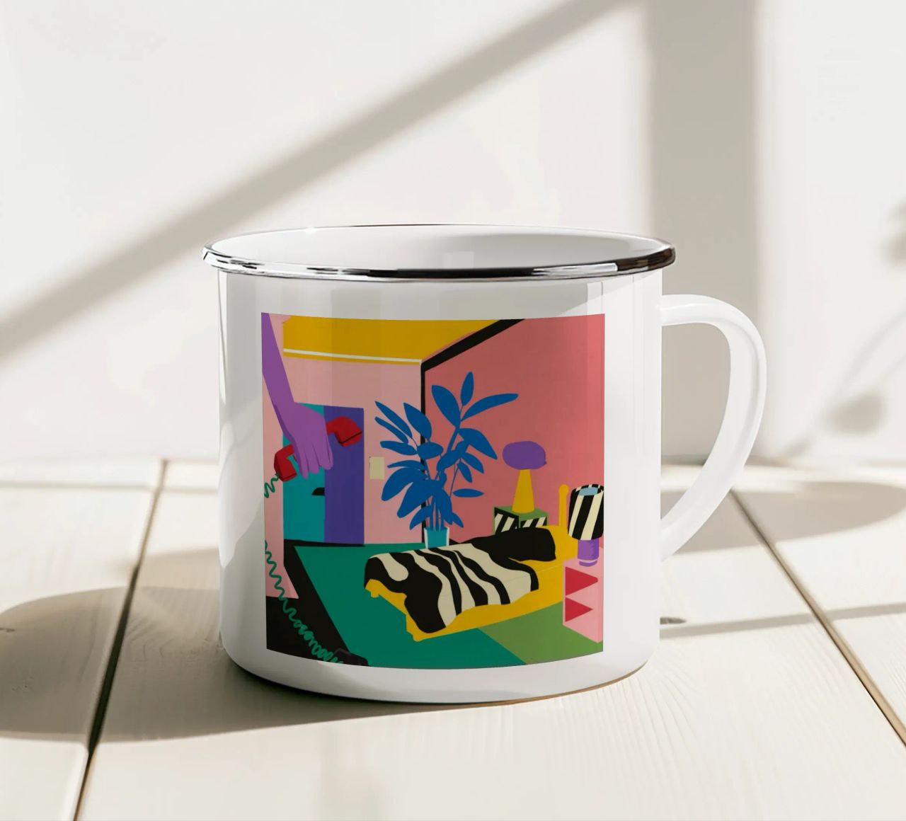 Sonno con stampa zebrata tazza in smalto da Ember Stone