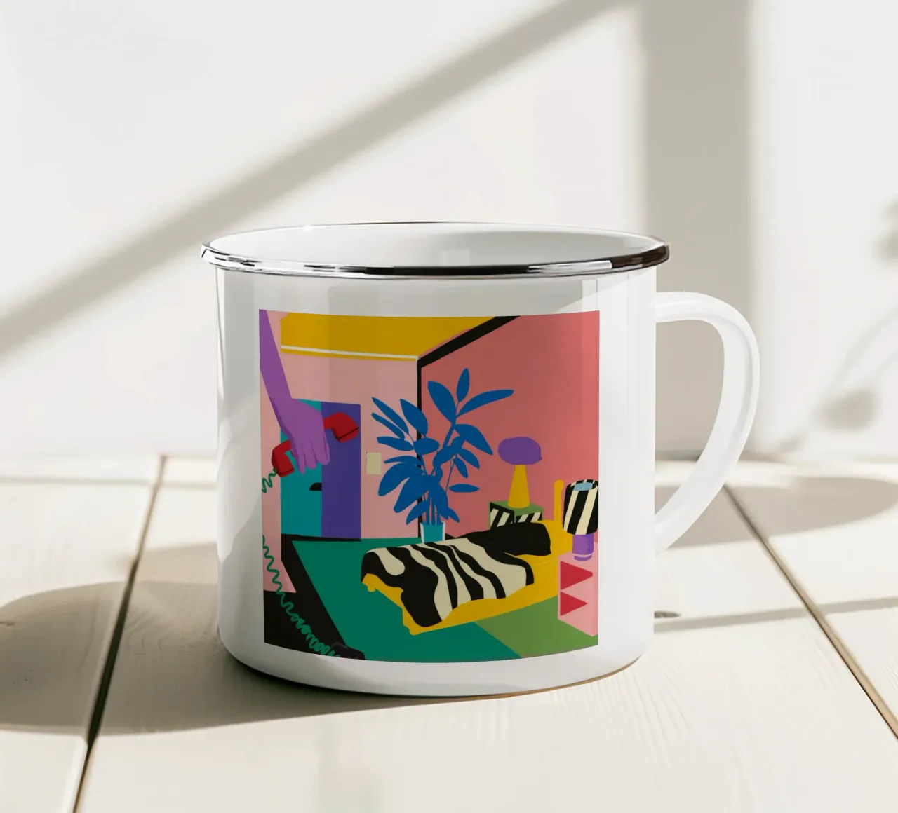 Pijama con estampado de cebra taza de esmalte de Ember Stone