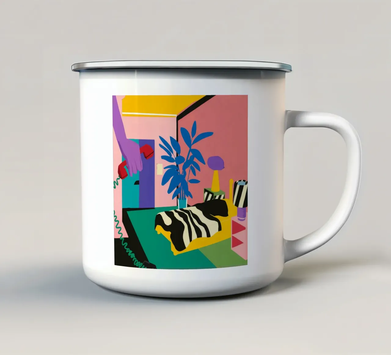 Pijama con estampado de cebra taza de esmalte de Ember Stone