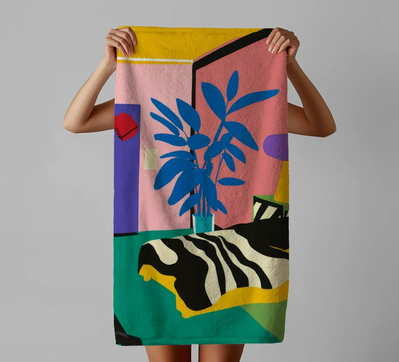 Sluimer met zebraprint badhanddoek van Ember Stone