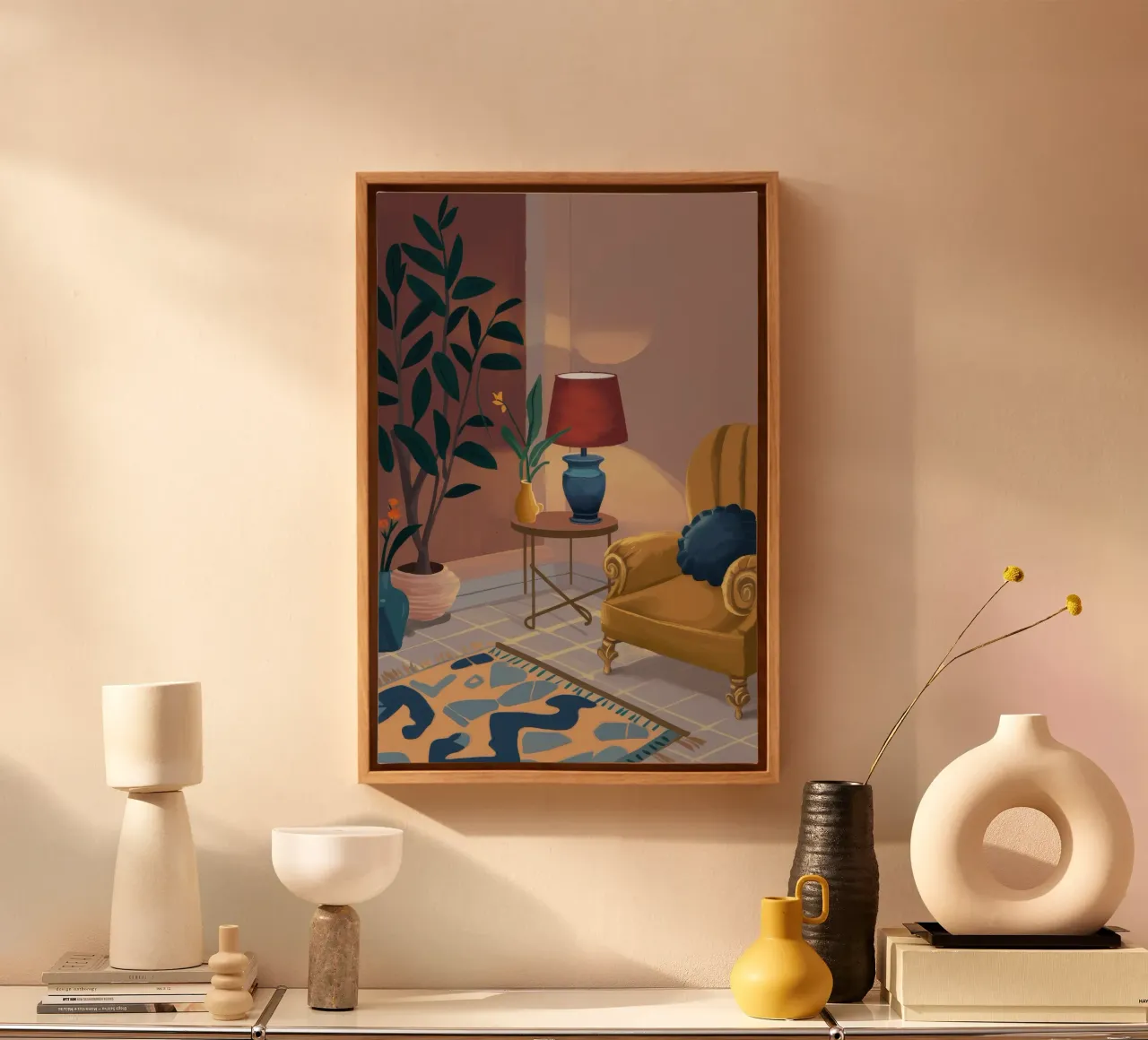 Gouden Uur Rust canvas met Baklijst van Ember Stone