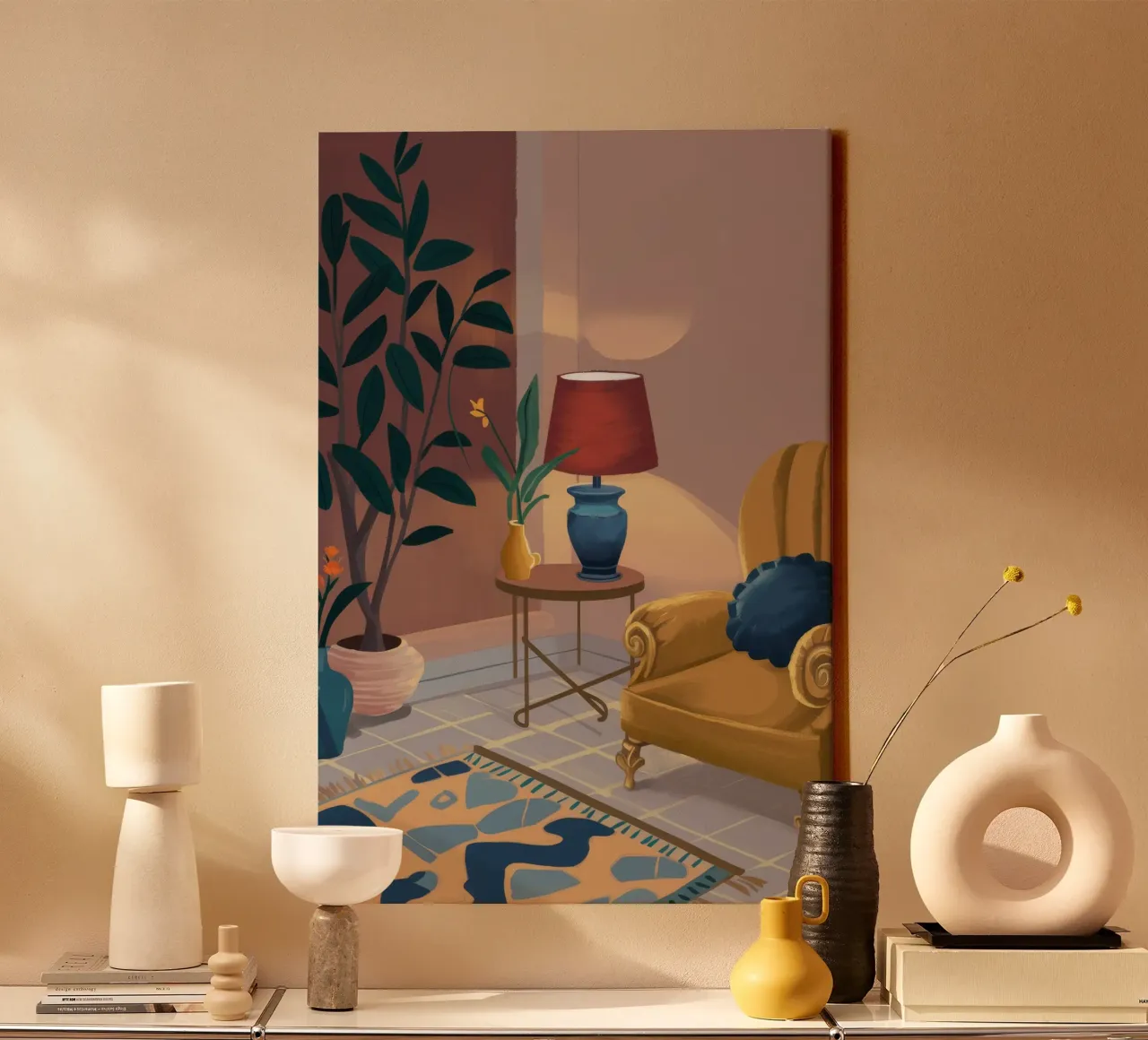 Gouden Uur Rust canvas met Baklijst van Ember Stone