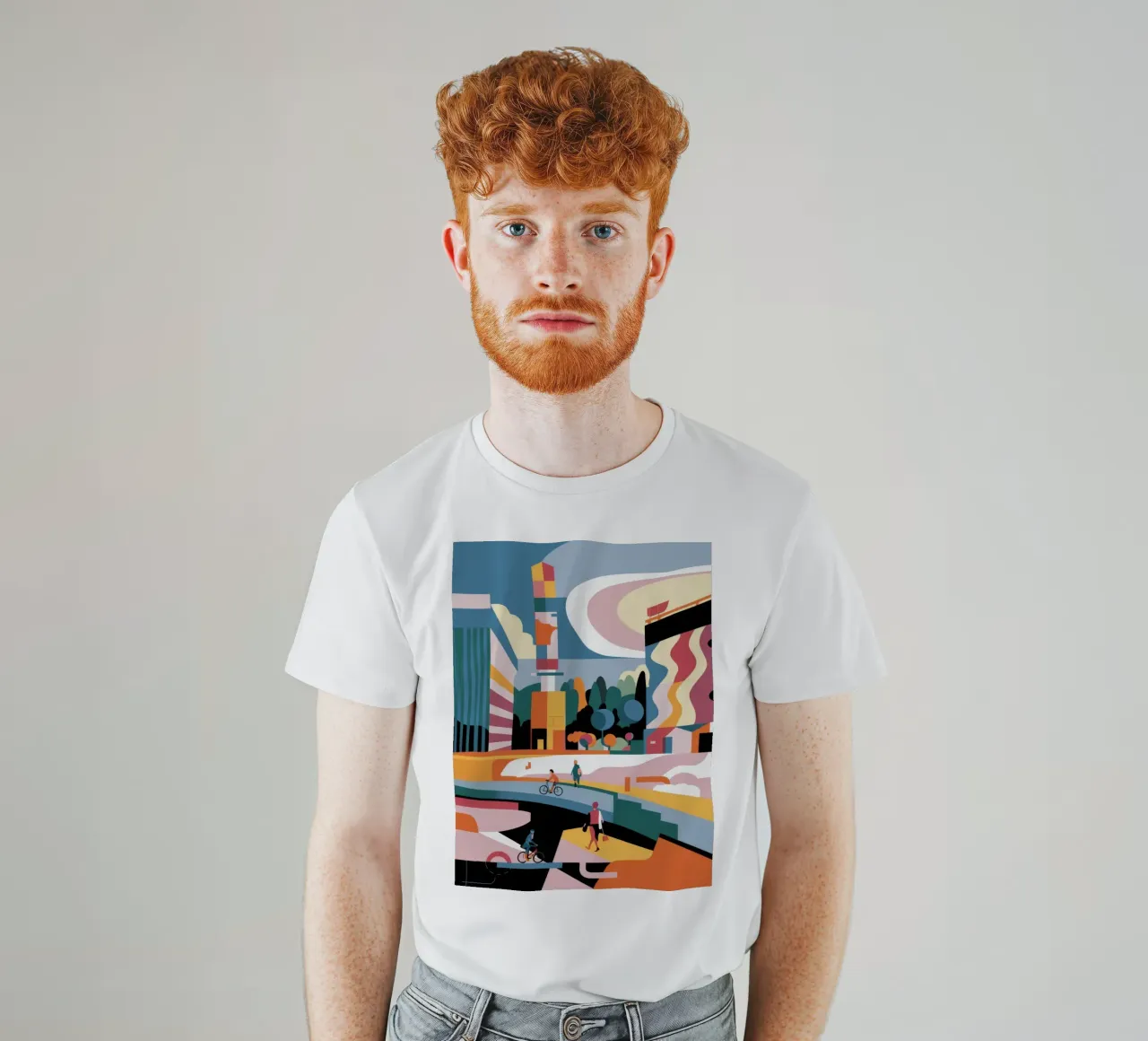 Metropolis vista fiume t-shirt da Ember Stone