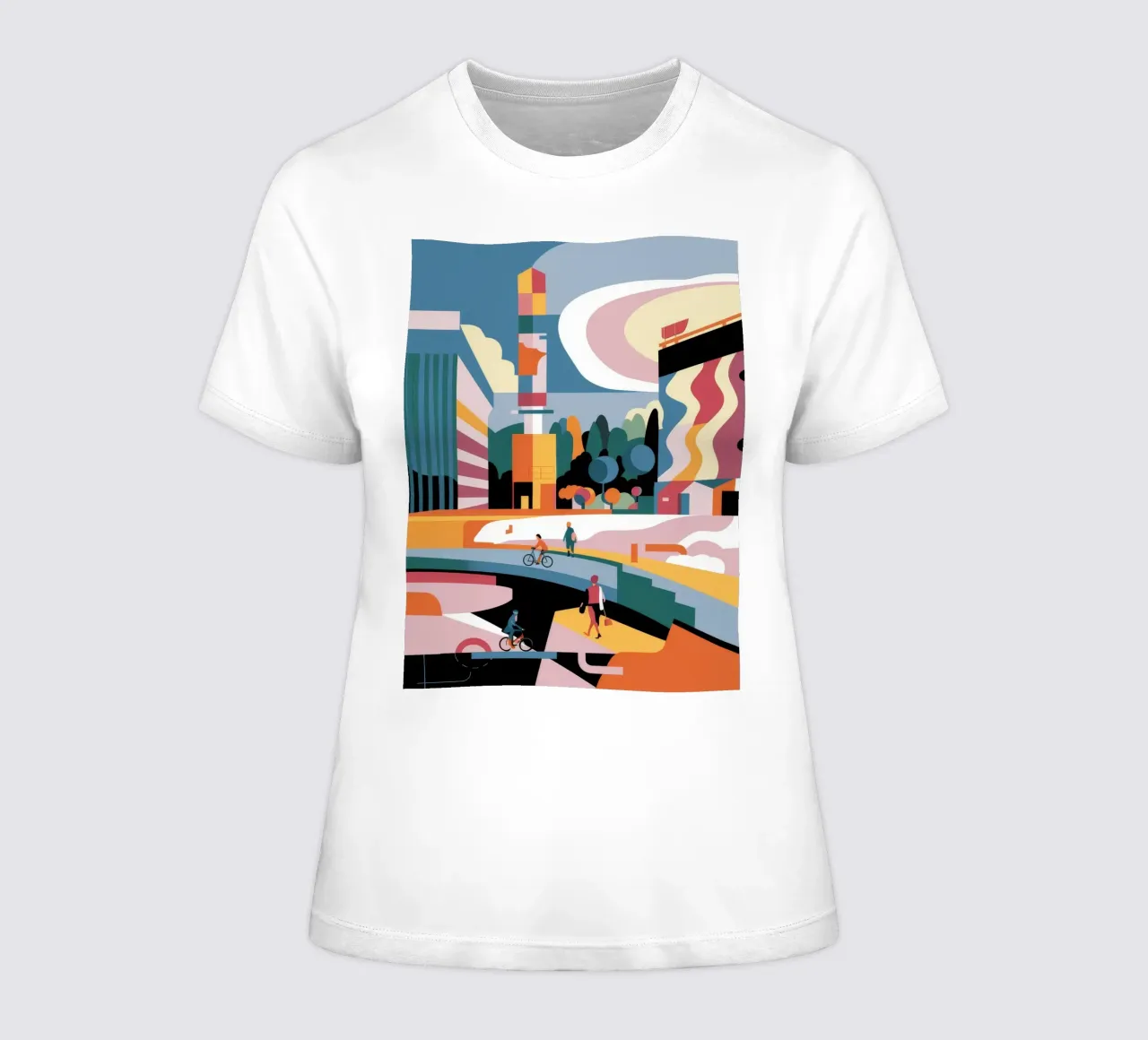 Metropolis River View women's fitted t-shirt by Ember Stone