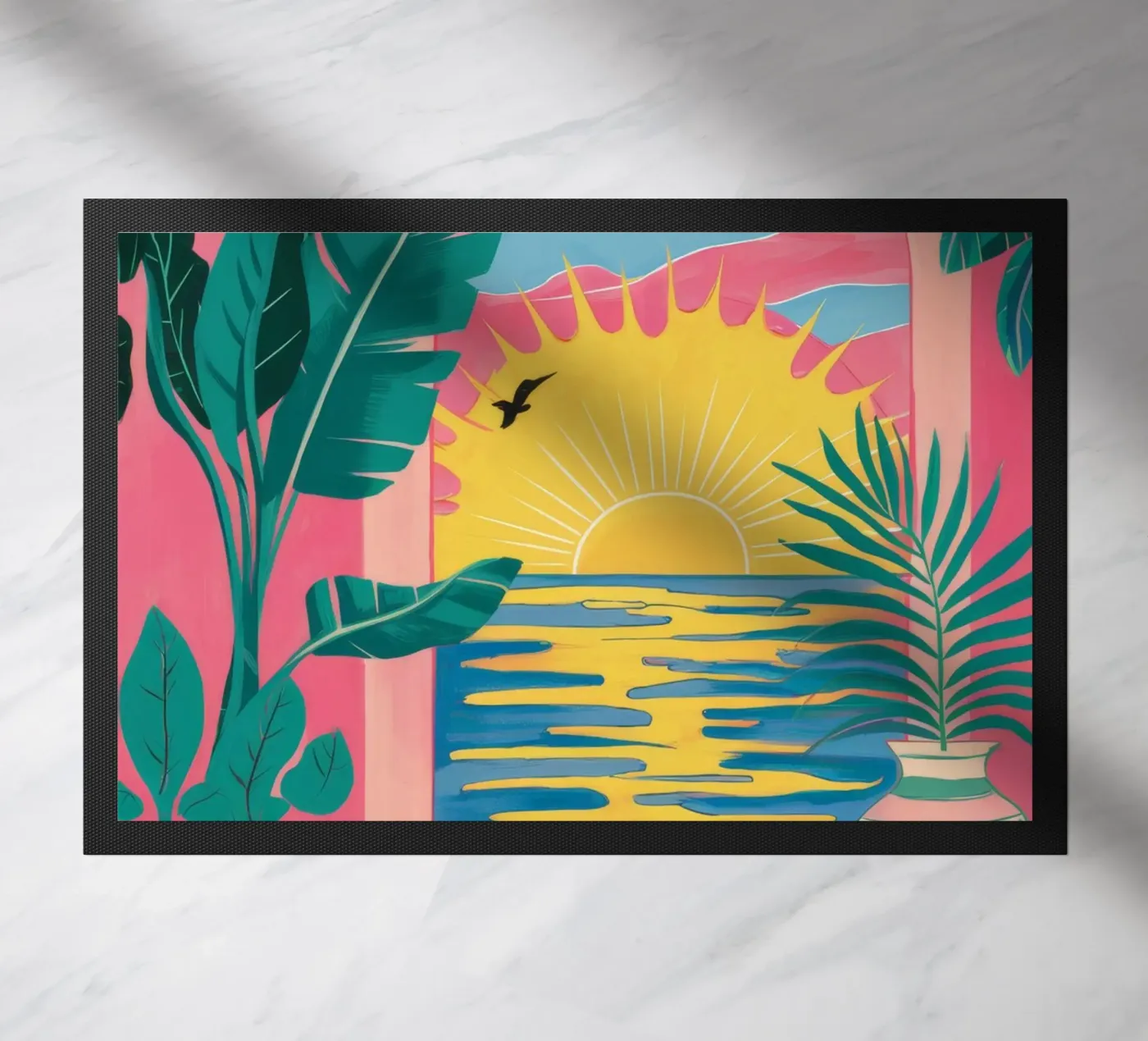 Fuga al tramonto a scacchi zerbino da Ember Stone