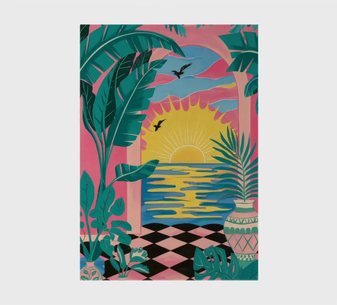 Checkered Sunset Escape notebook by Ember Stone