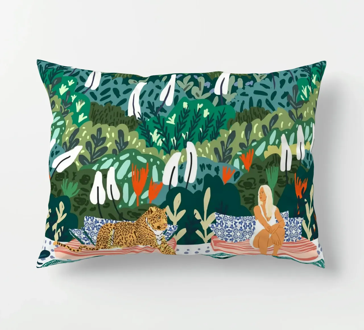 Chilling || With My Leopard By the Pool decorative cushion by 83oranges