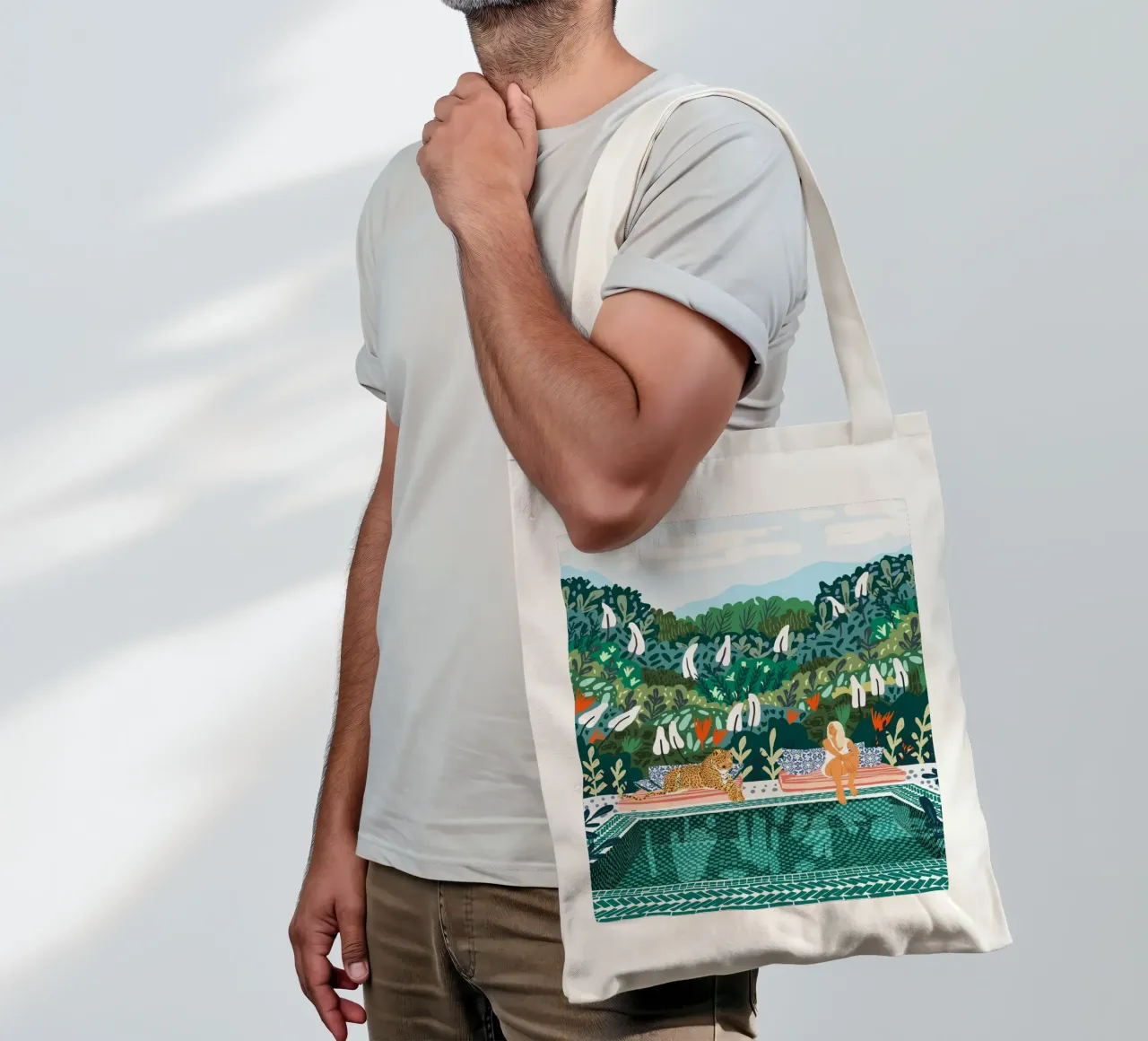 Chilling || With My Leopard By the Pool tote bag by 83oranges