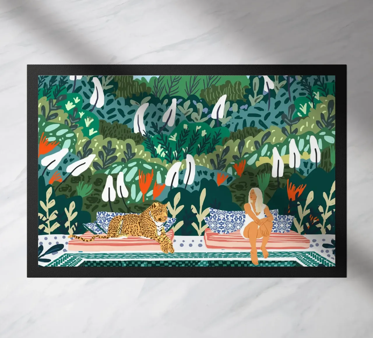 Chilling || With My Leopard By the Pool doormat by 83oranges