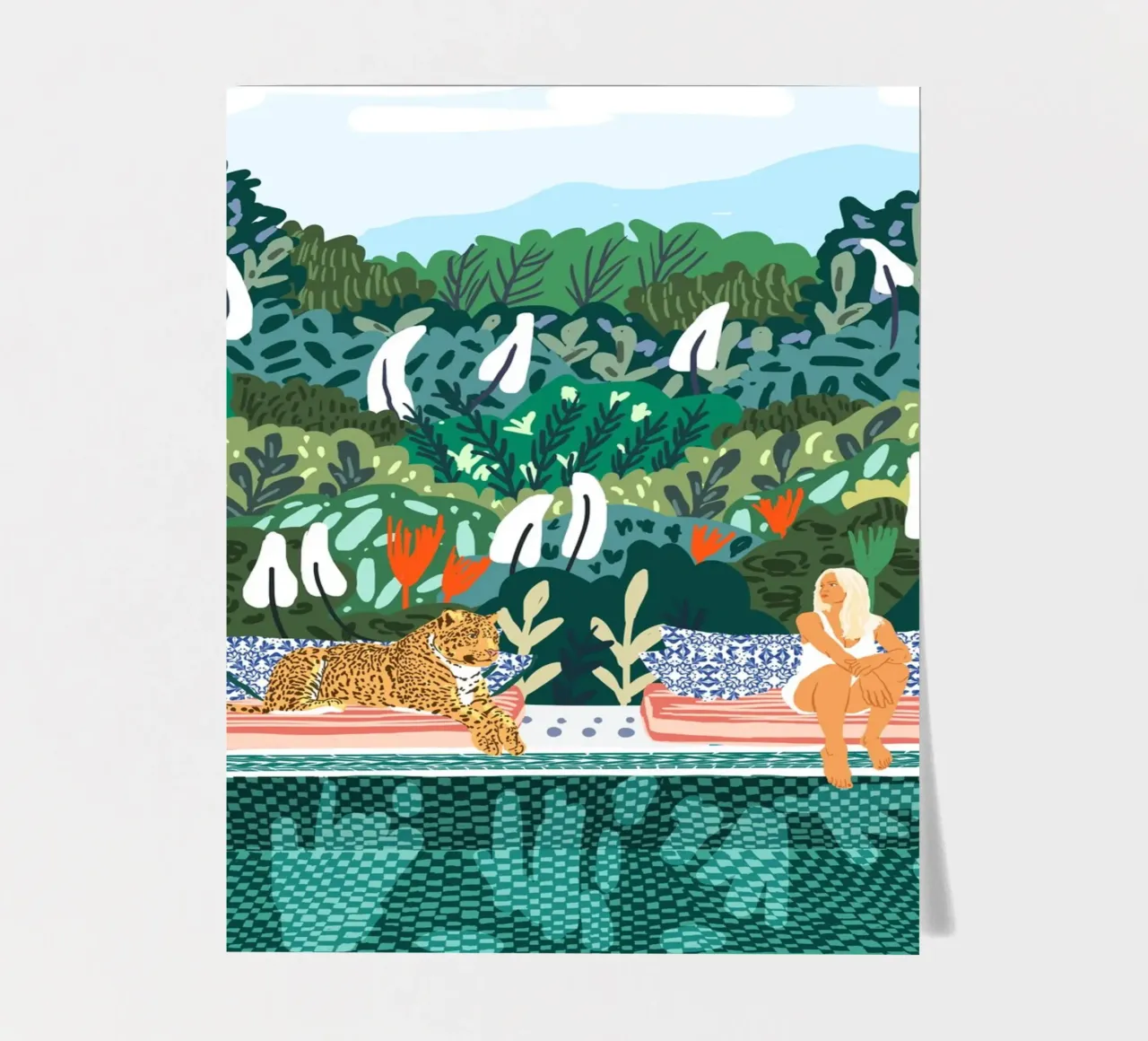 Chilling || With My Leopard By the Pool sticker sheet by 83oranges