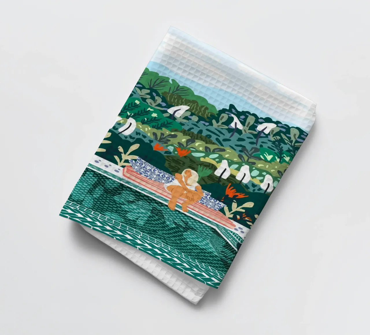 Chilling || With My Leopard By the Pool tea towel by 83oranges