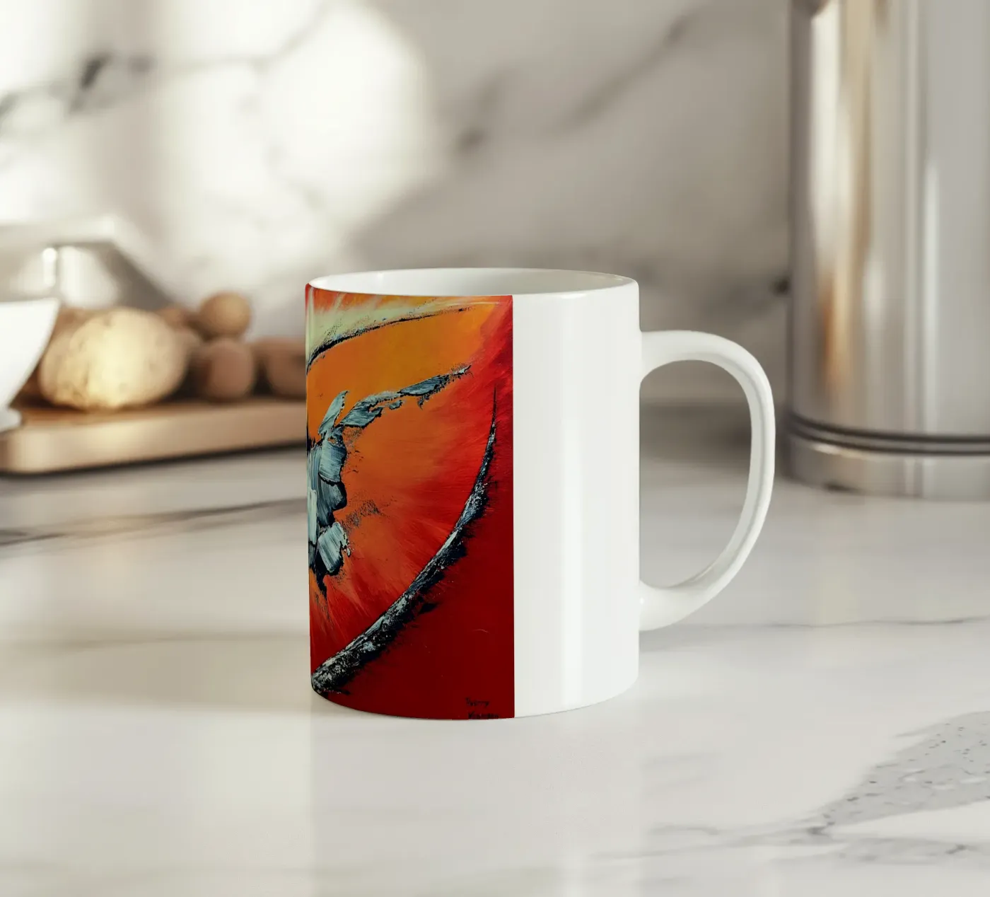 Géronimo ceramic mug by Thierry Vobmann Abstract painting
