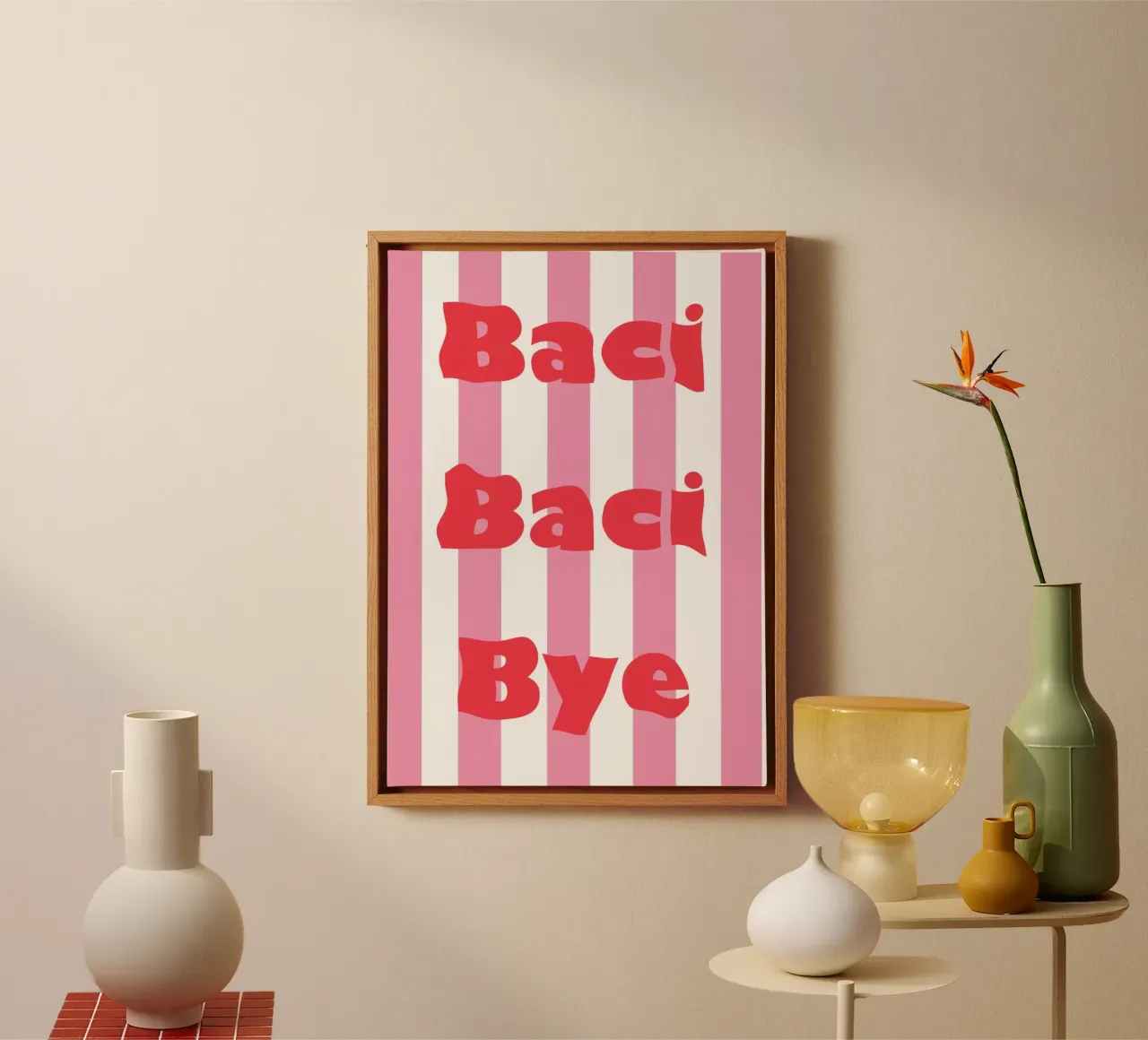 Baci Baci Bye canvas with Floater frame by Happy Star Club
