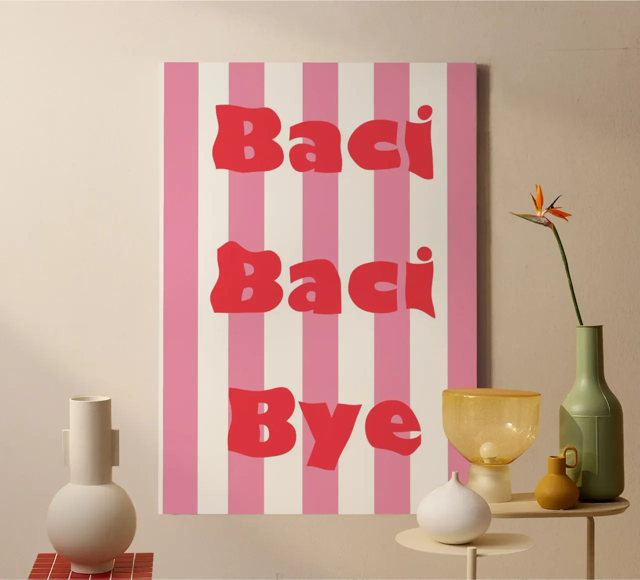 Baci Baci Bye canvas with Floater frame by Happy Star Club