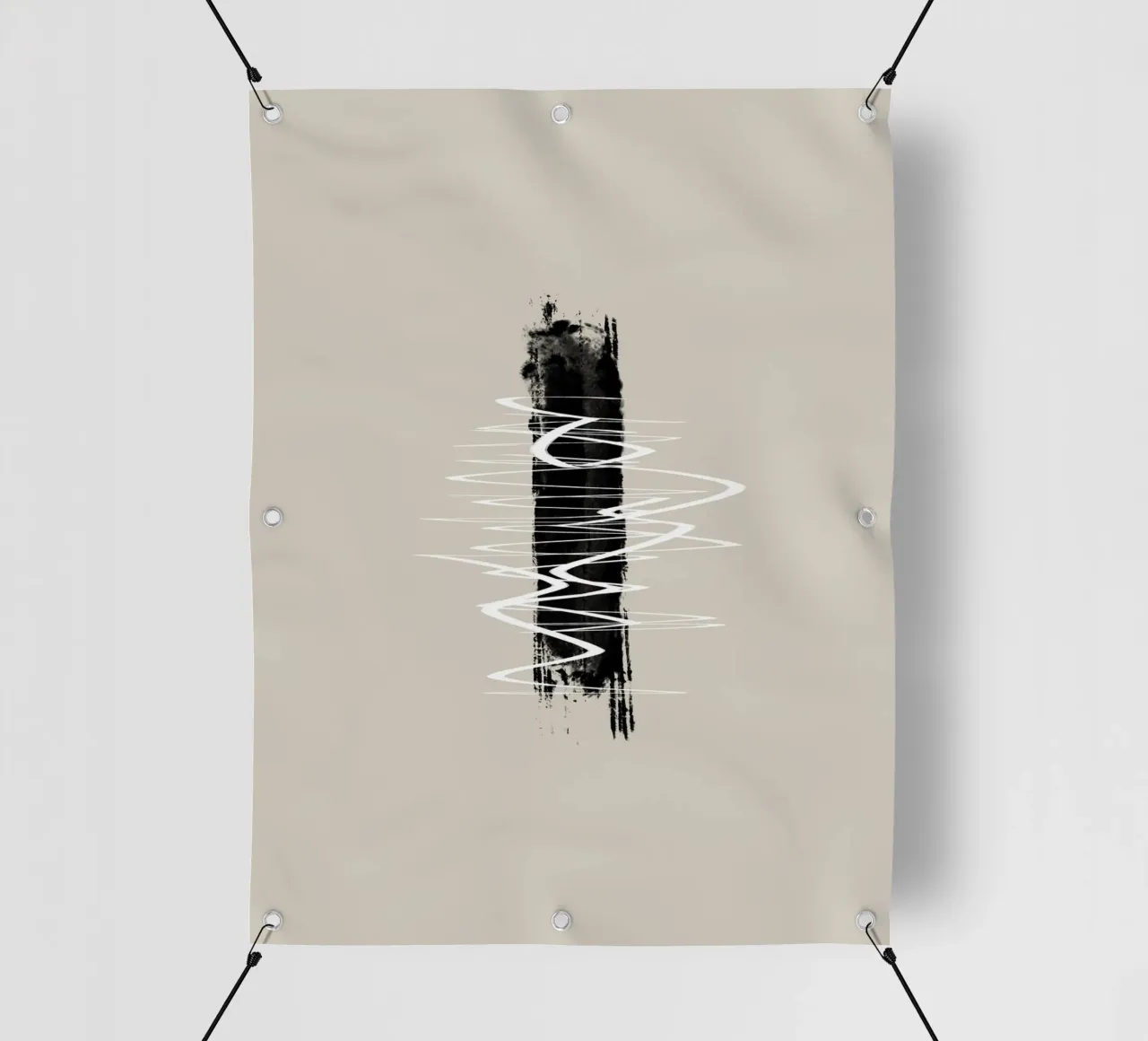 Modern abstract of lines and brush strokes in earth tones telo in pvc da Imaginative