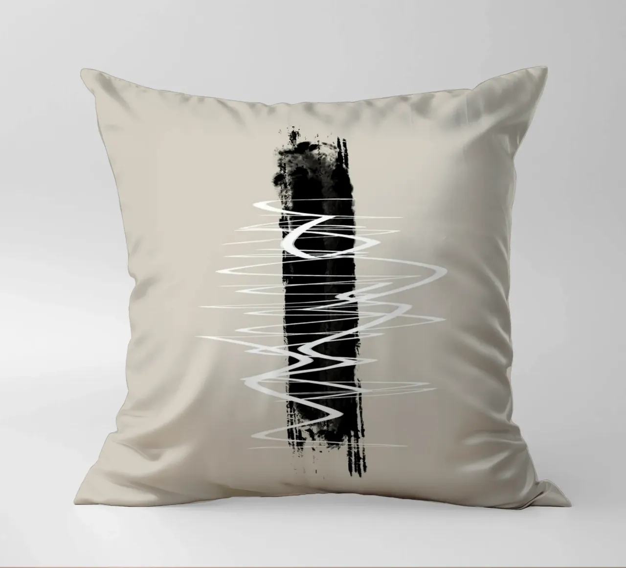 Modern abstract of lines and brush strokes in earth tones cuscino da Imaginative