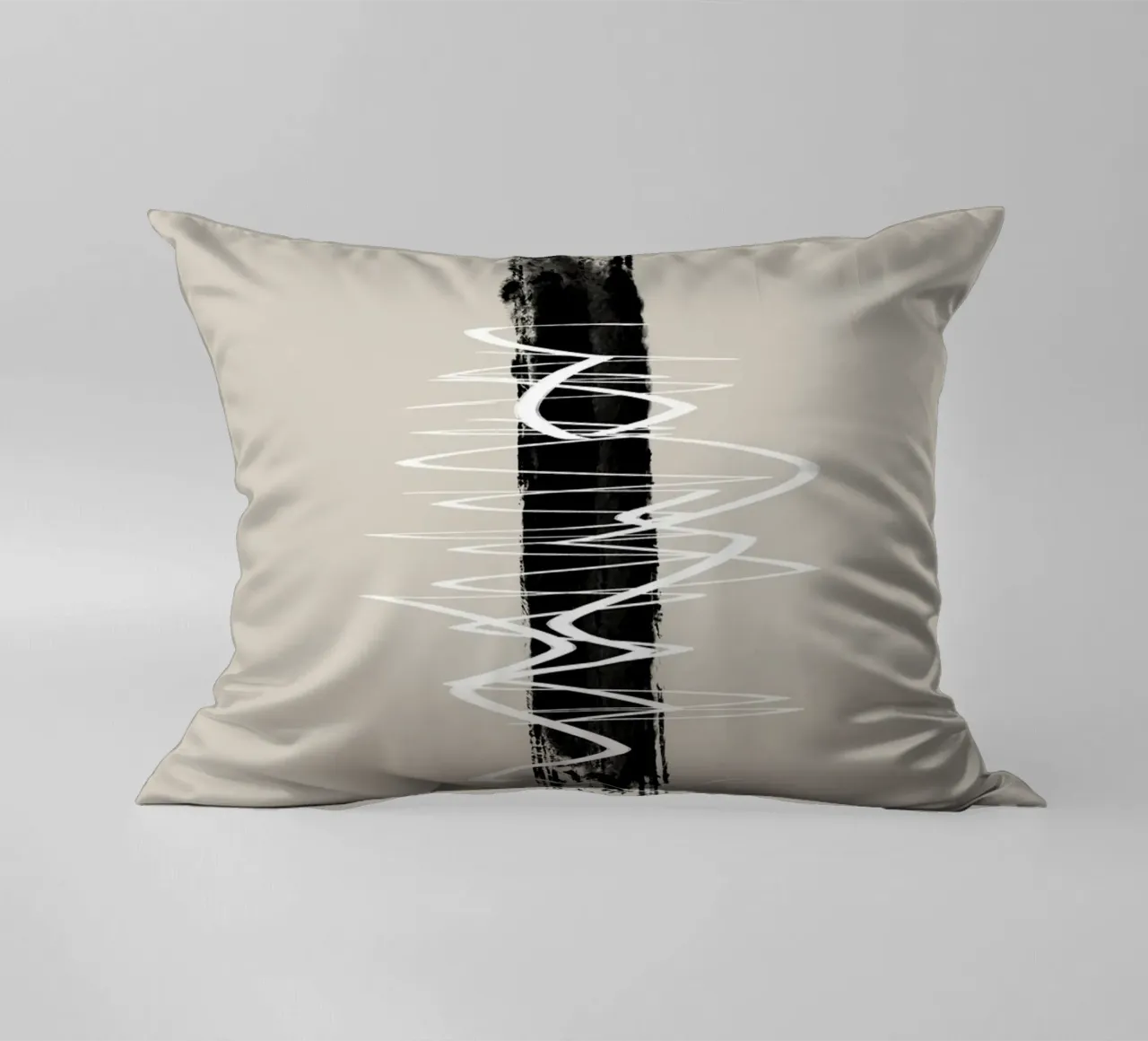 Modern abstract of lines and brush strokes in earth tones cuscino da Imaginative