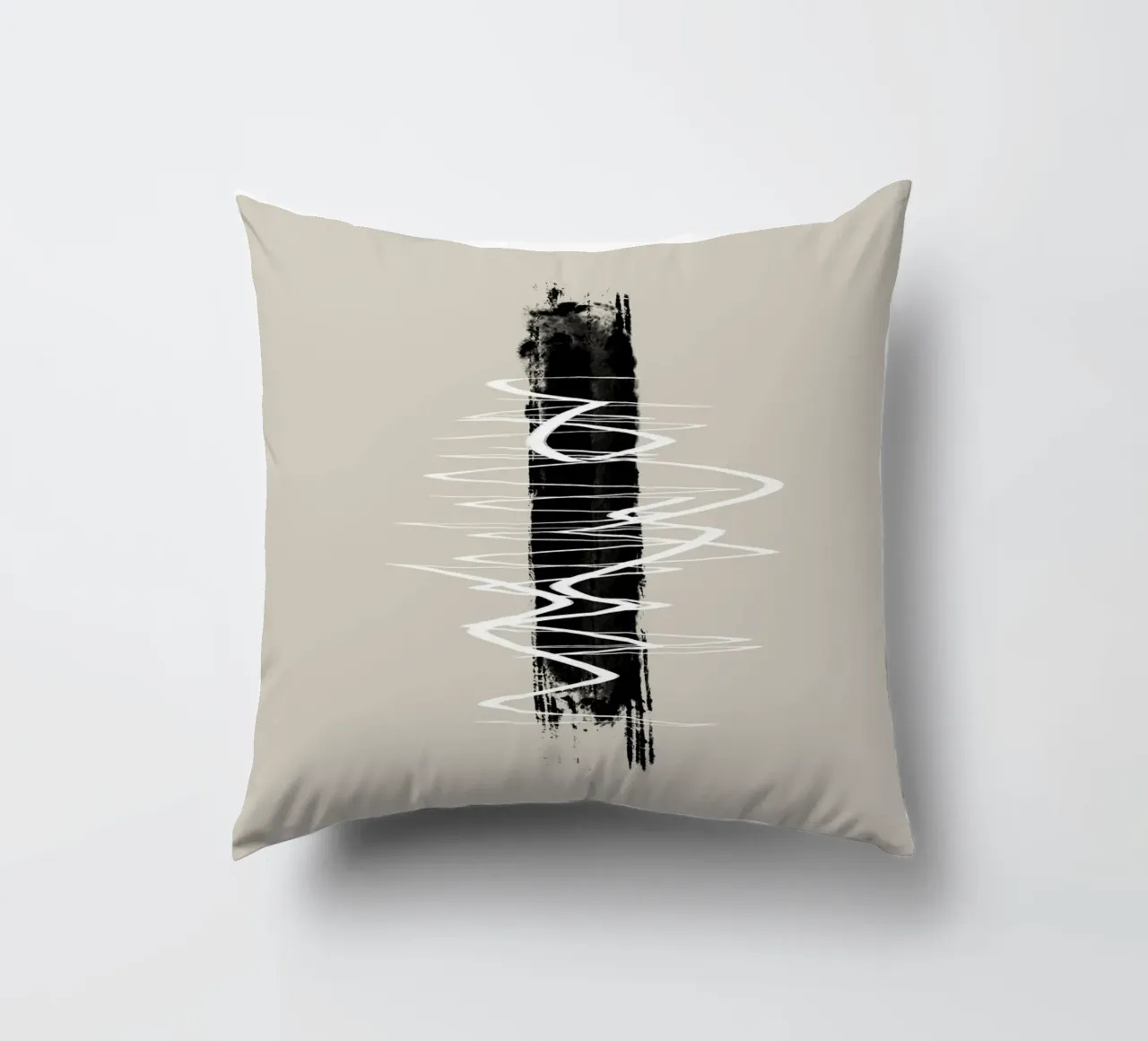 Modern abstract of lines and brush strokes in earth tones cuscino da Imaginative