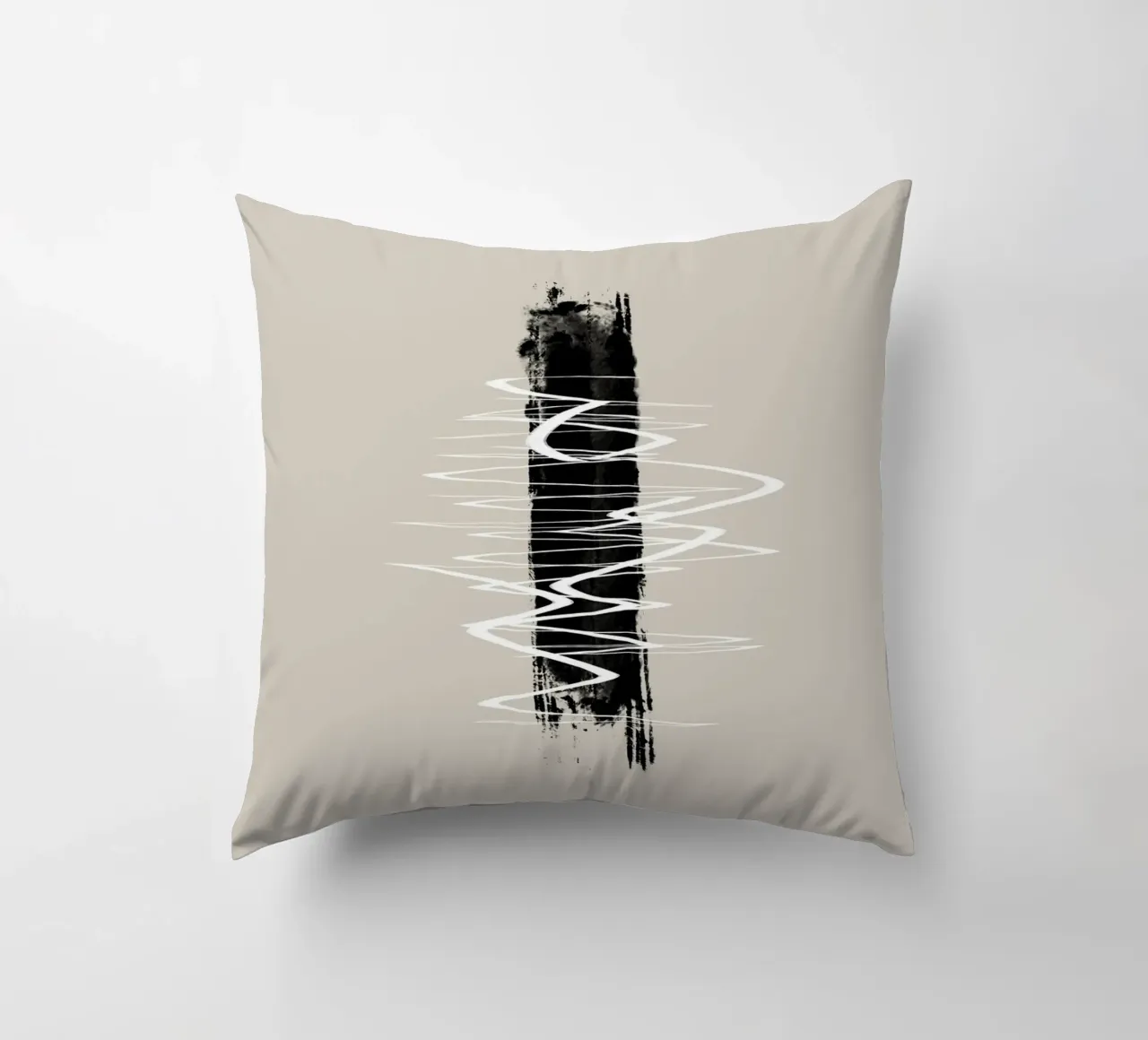 Modern abstract of lines and brush strokes in earth tones cuscino da Imaginative