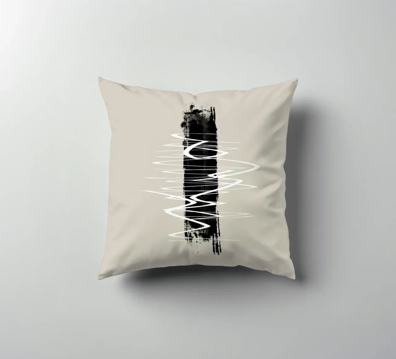 Modern abstract of lines and brush strokes in earth tones cuscino da Imaginative