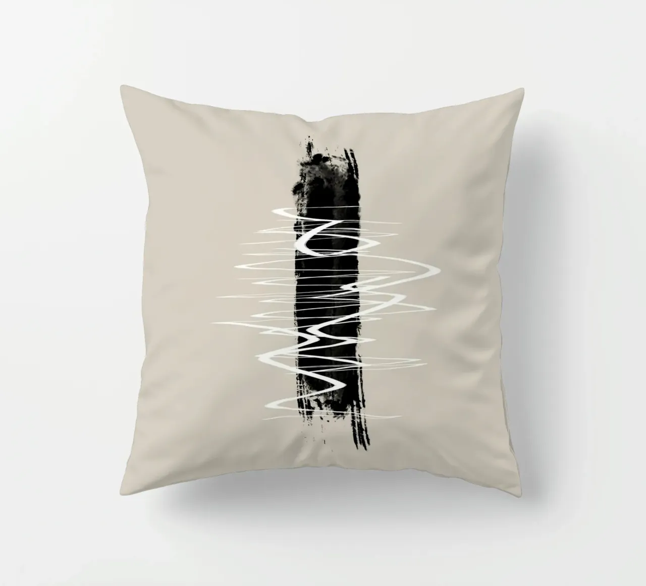 Modern abstract of lines and brush strokes in earth tones cuscino da Imaginative