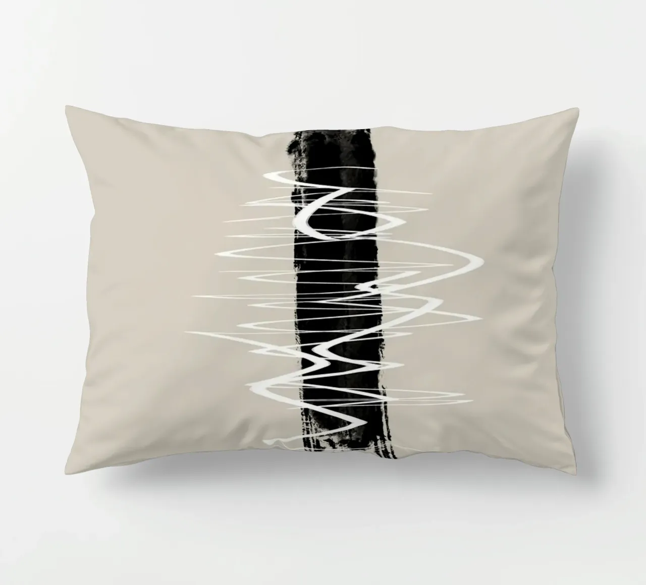 Modern abstract of lines and brush strokes in earth tones cuscino da Imaginative