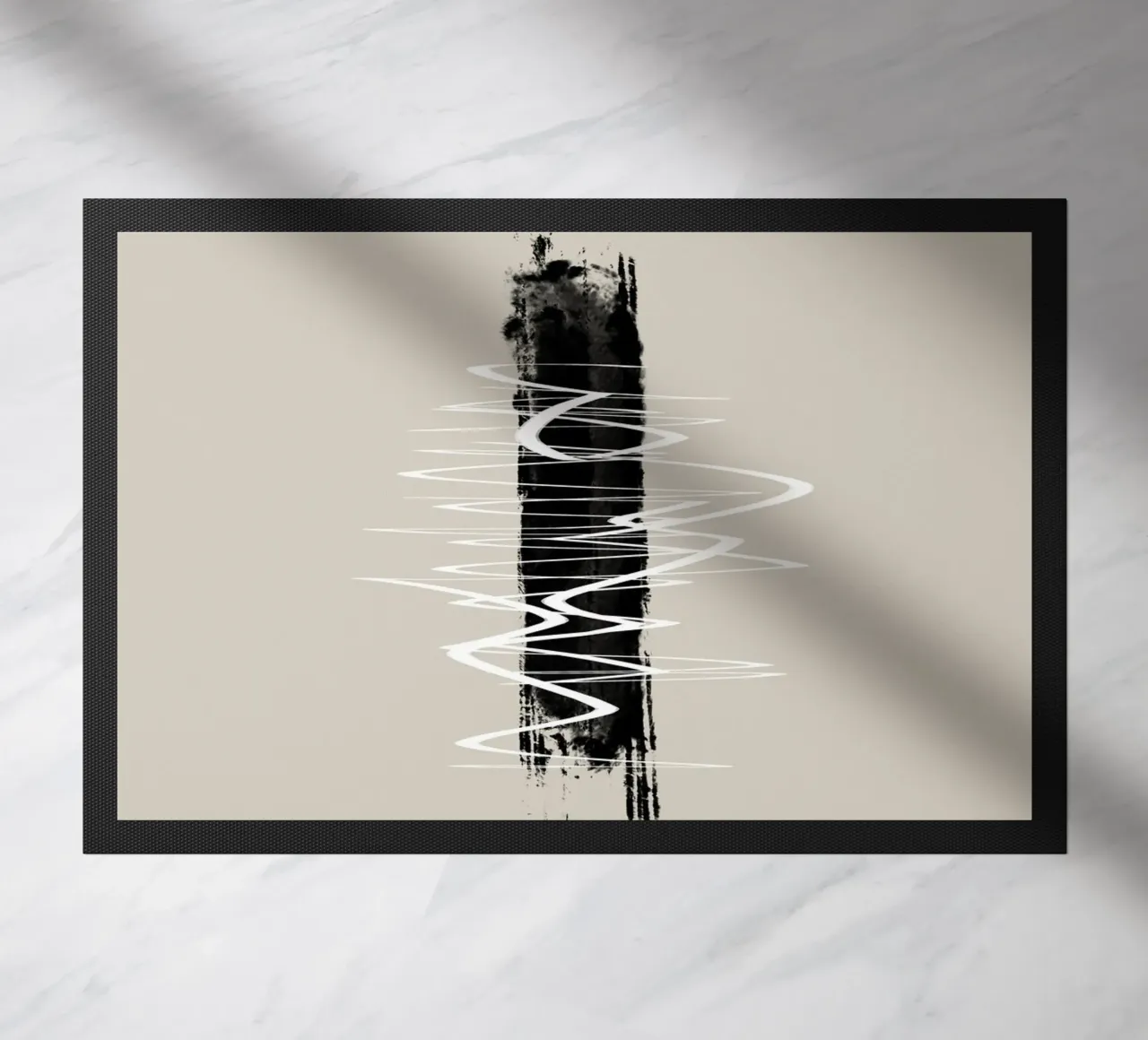 Modern abstract of lines and brush strokes in earth tones Fußmatte von Imaginative
