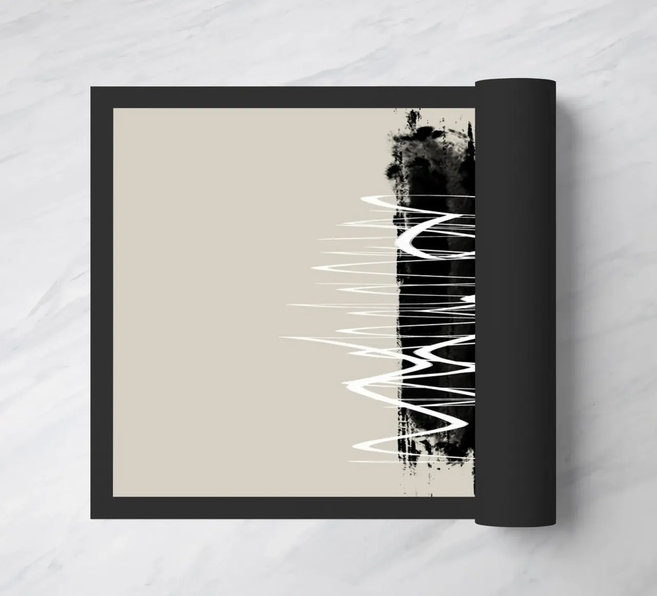 Modern abstract of lines and brush strokes in earth tones Fußmatte von Imaginative