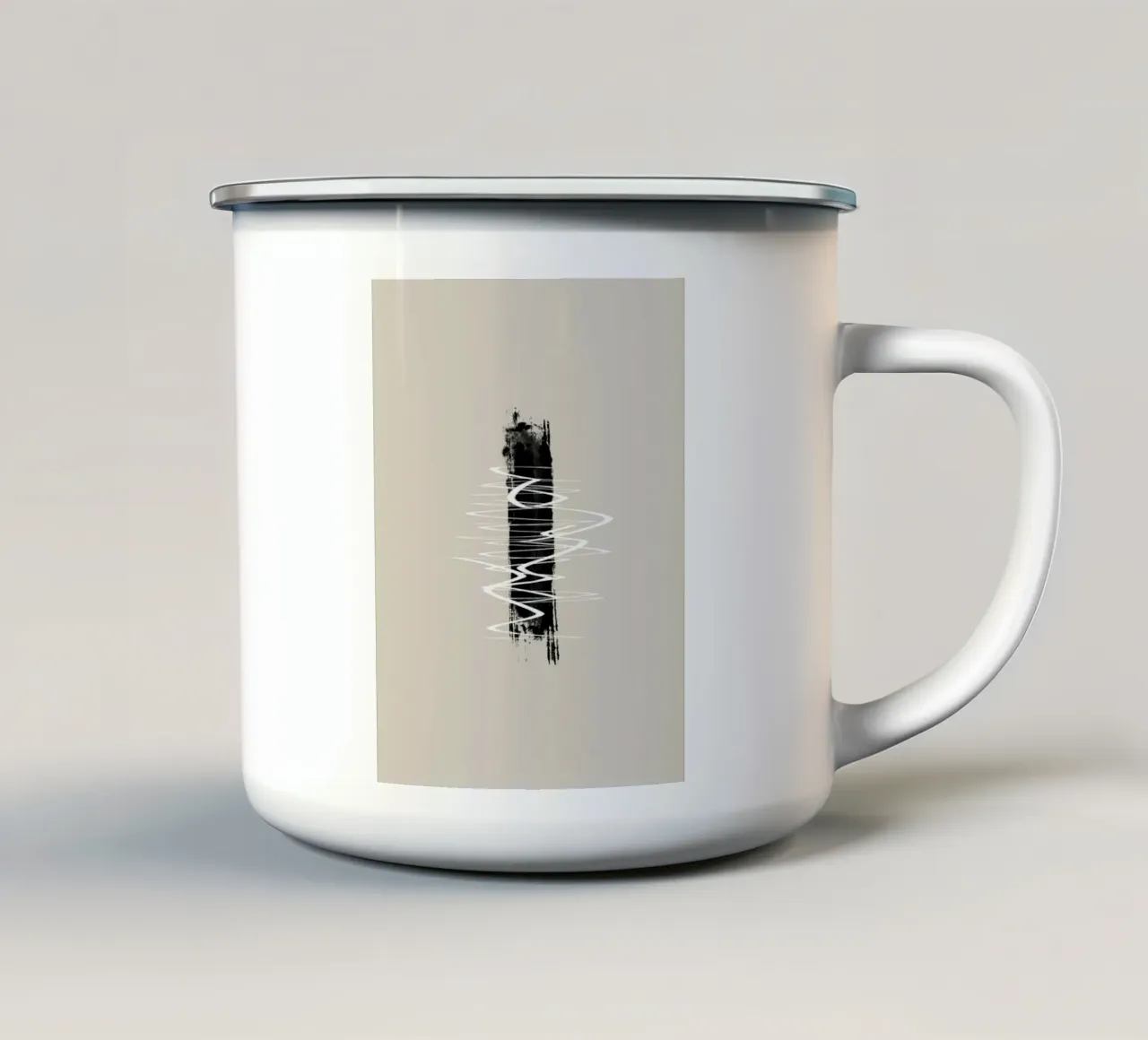 Modern abstract of lines and brush strokes in earth tones Emaille Tasse von Imaginative
