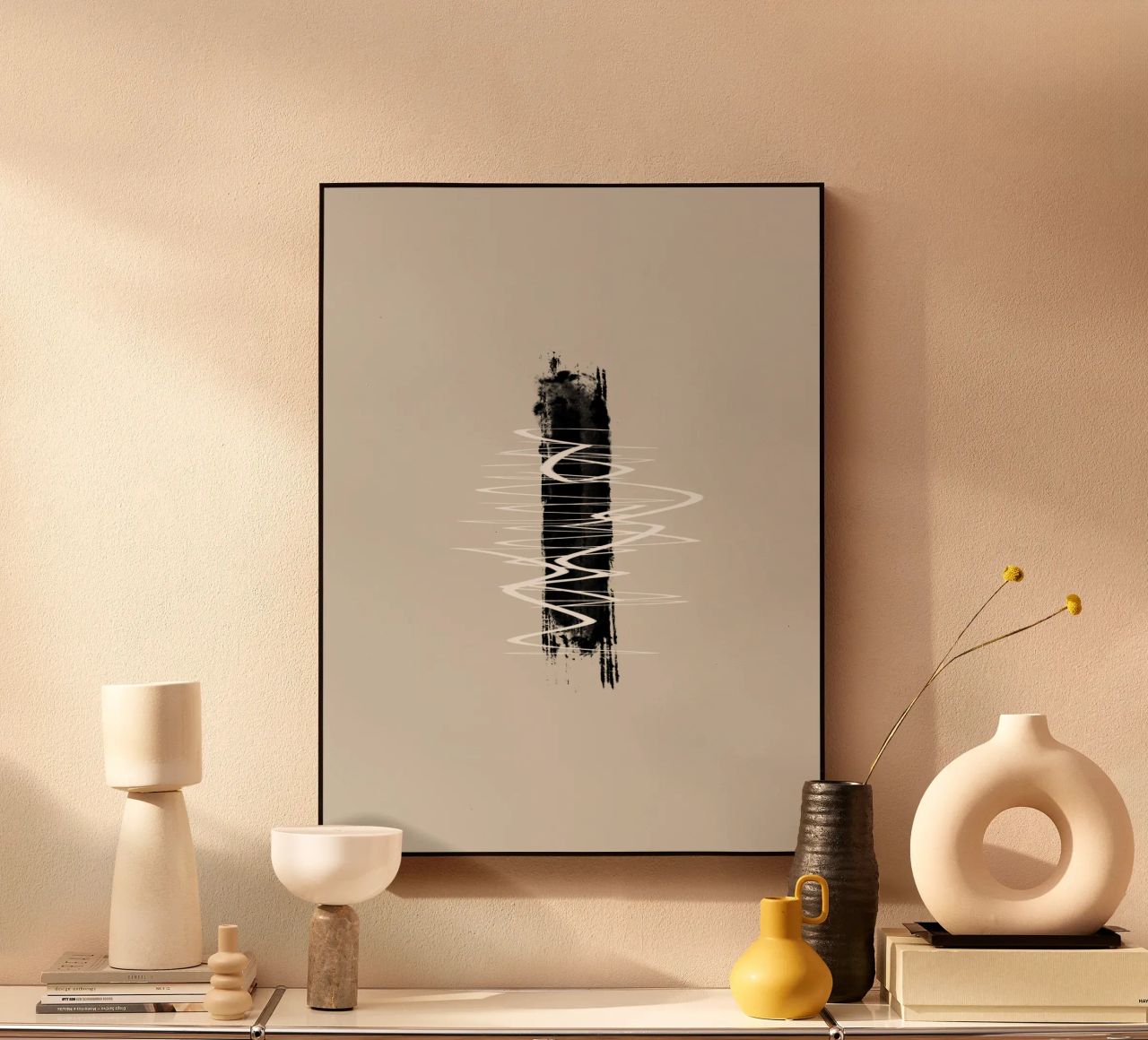Modern abstract of lines and brush strokes in earth tones plexiglass da Imaginative