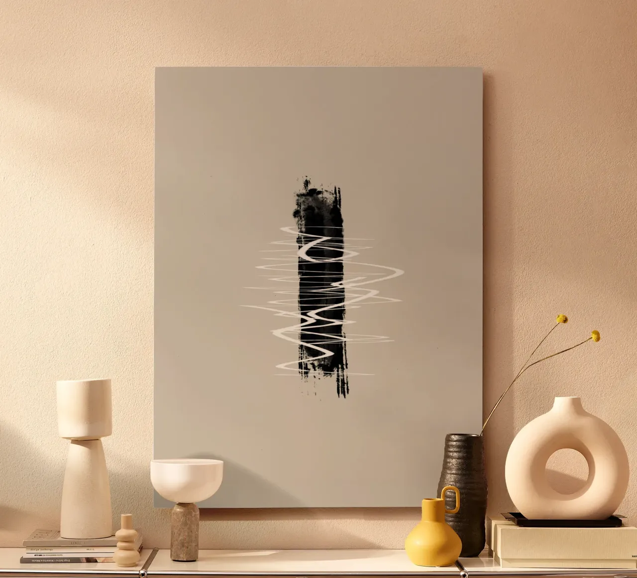 Modern abstract of lines and brush strokes in earth tones alluminio dibond da Imaginative