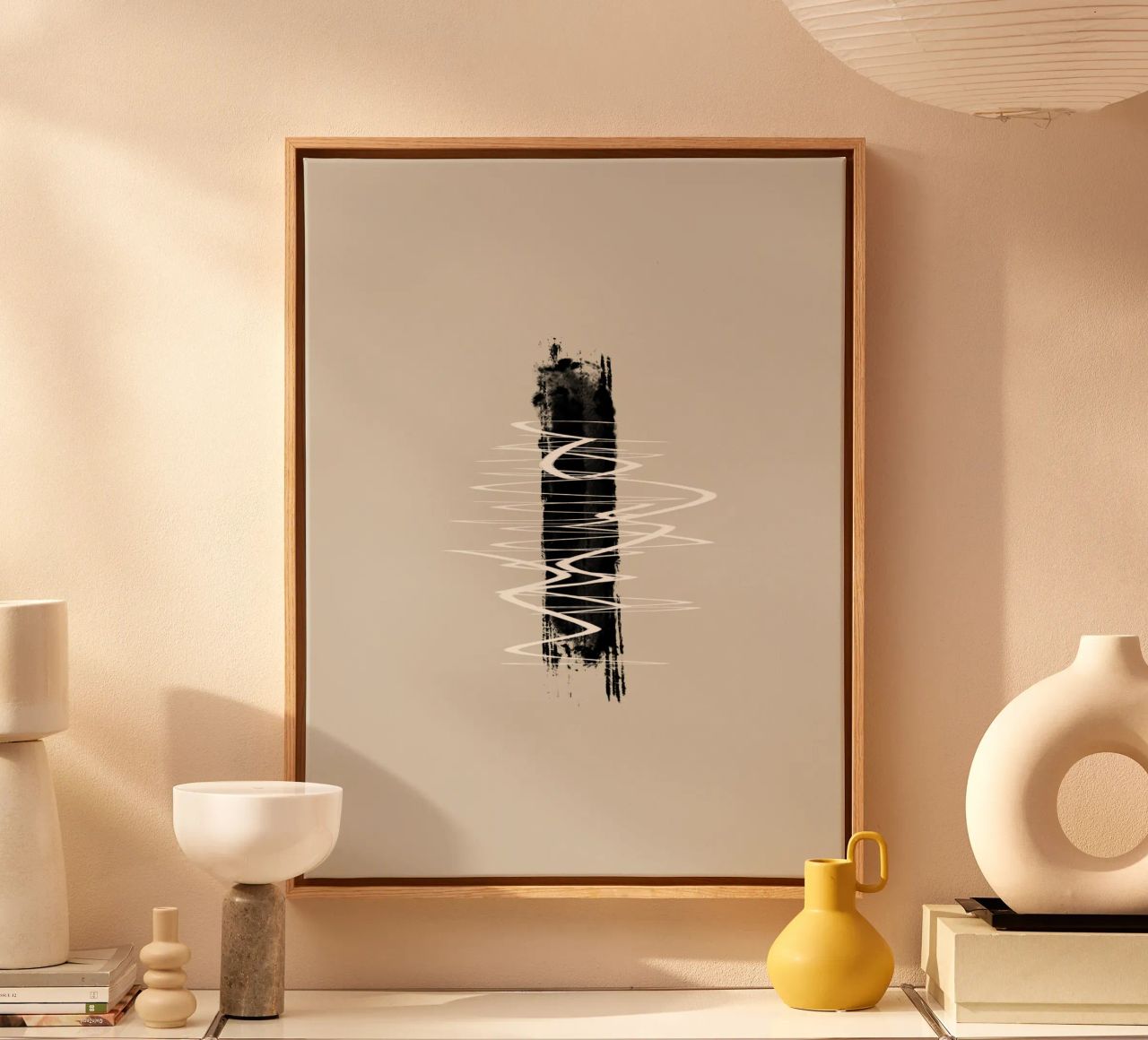 Modern abstract of lines and brush strokes in earth tones tela da Imaginative