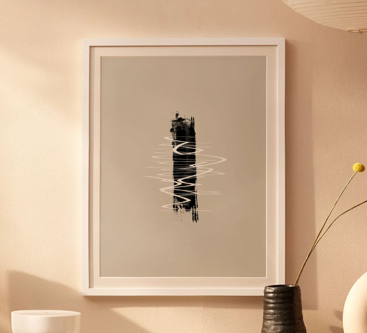 Modern abstract of lines and brush strokes in earth tones Poster von Imaginative