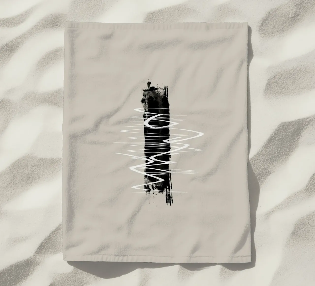 Modern abstract of lines and brush strokes in earth tones telo mare da Imaginative