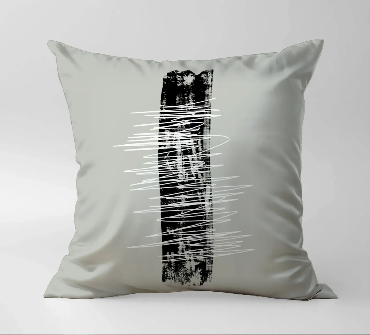 Modern abstract of lines and brush strokes in green cuscino da Imaginative