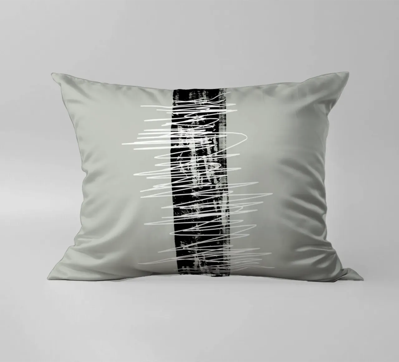 Modern abstract of lines and brush strokes in green cuscino da Imaginative