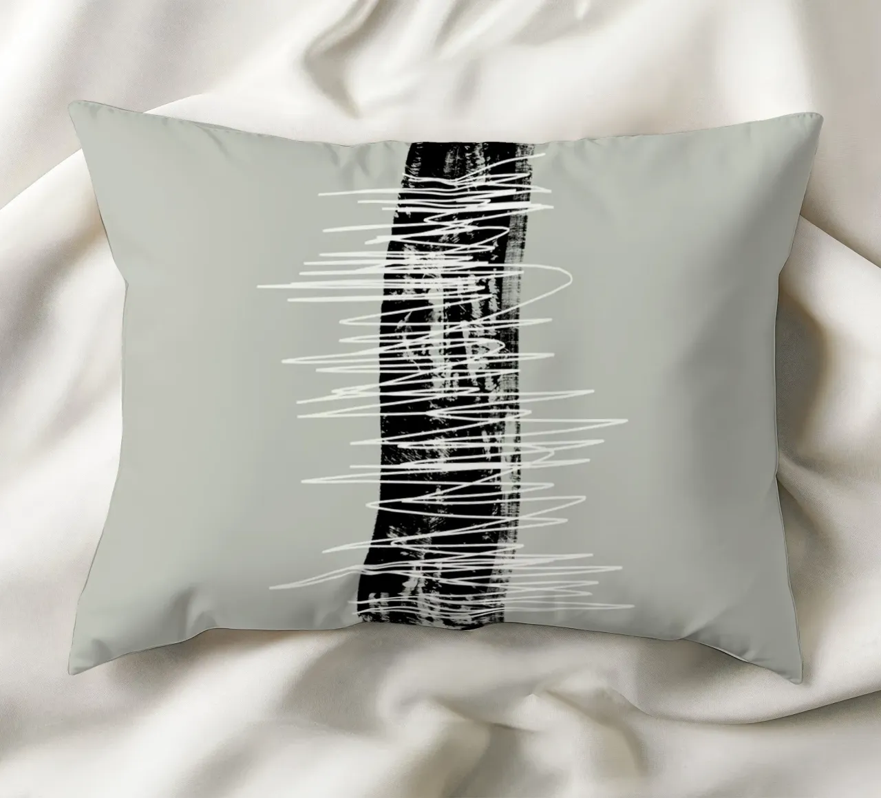 Modern abstract of lines and brush strokes in green cuscino da Imaginative