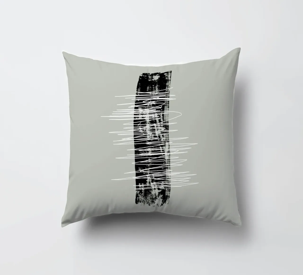 Modern abstract of lines and brush strokes in green cuscino da Imaginative