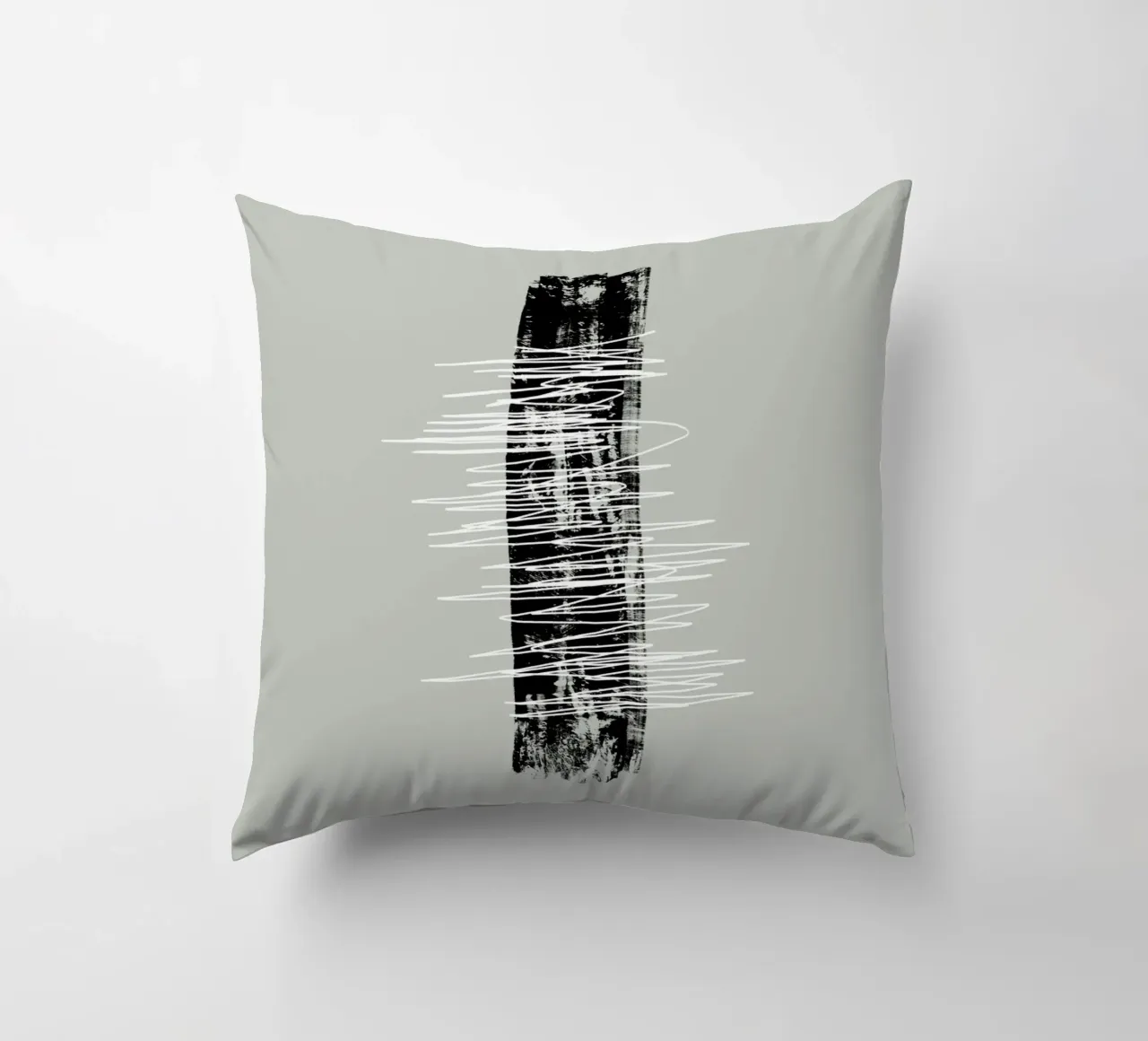 Modern abstract of lines and brush strokes in green cuscino da Imaginative